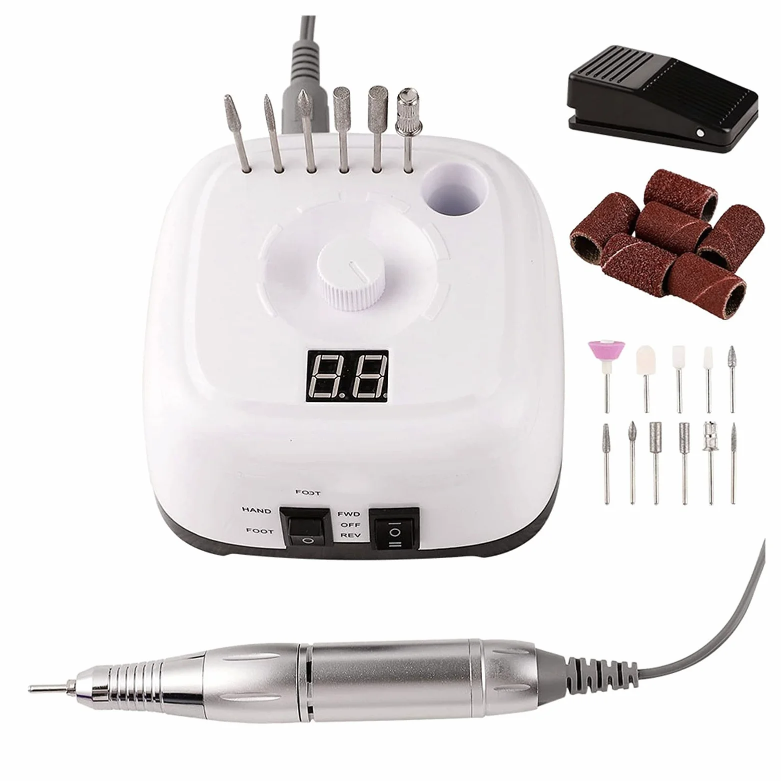 Wiertarka do paznokci Wiertarka do paznokci 3500 0PM. Z pedałem kontroli prędkości Manicure Instrumenty pedicure Elektryczne narzędzia szlifowania plików