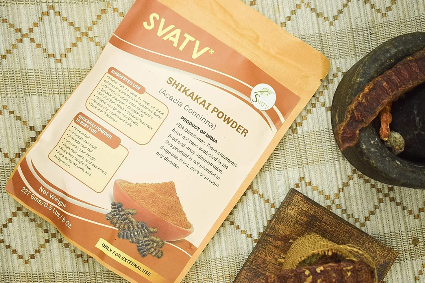 Shikakai Puder Acacia Concinna 227 g Szampon Głębokiego Oczyszczania Bez PPD