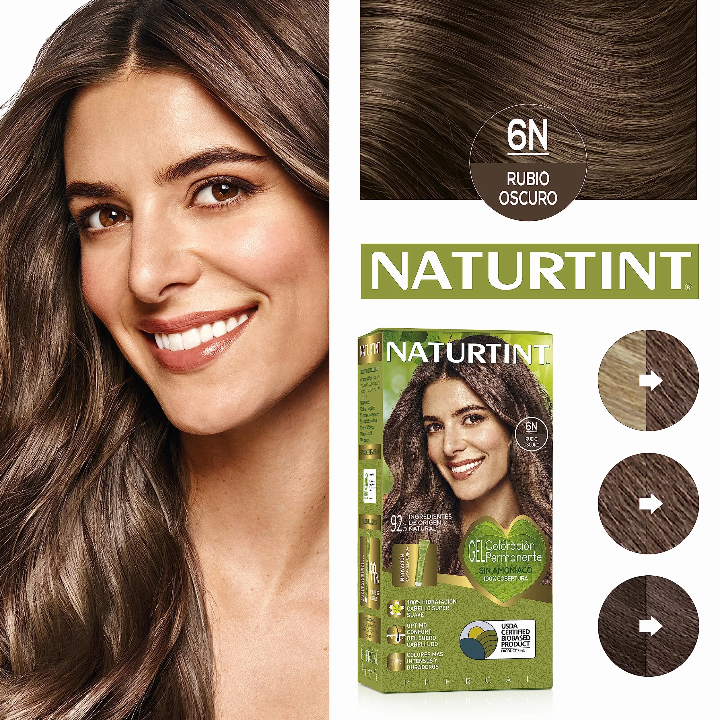 Naturtint Biobased farba do włosów bez amoniaku 6N ciemny blond 3 sztuki 510 ml