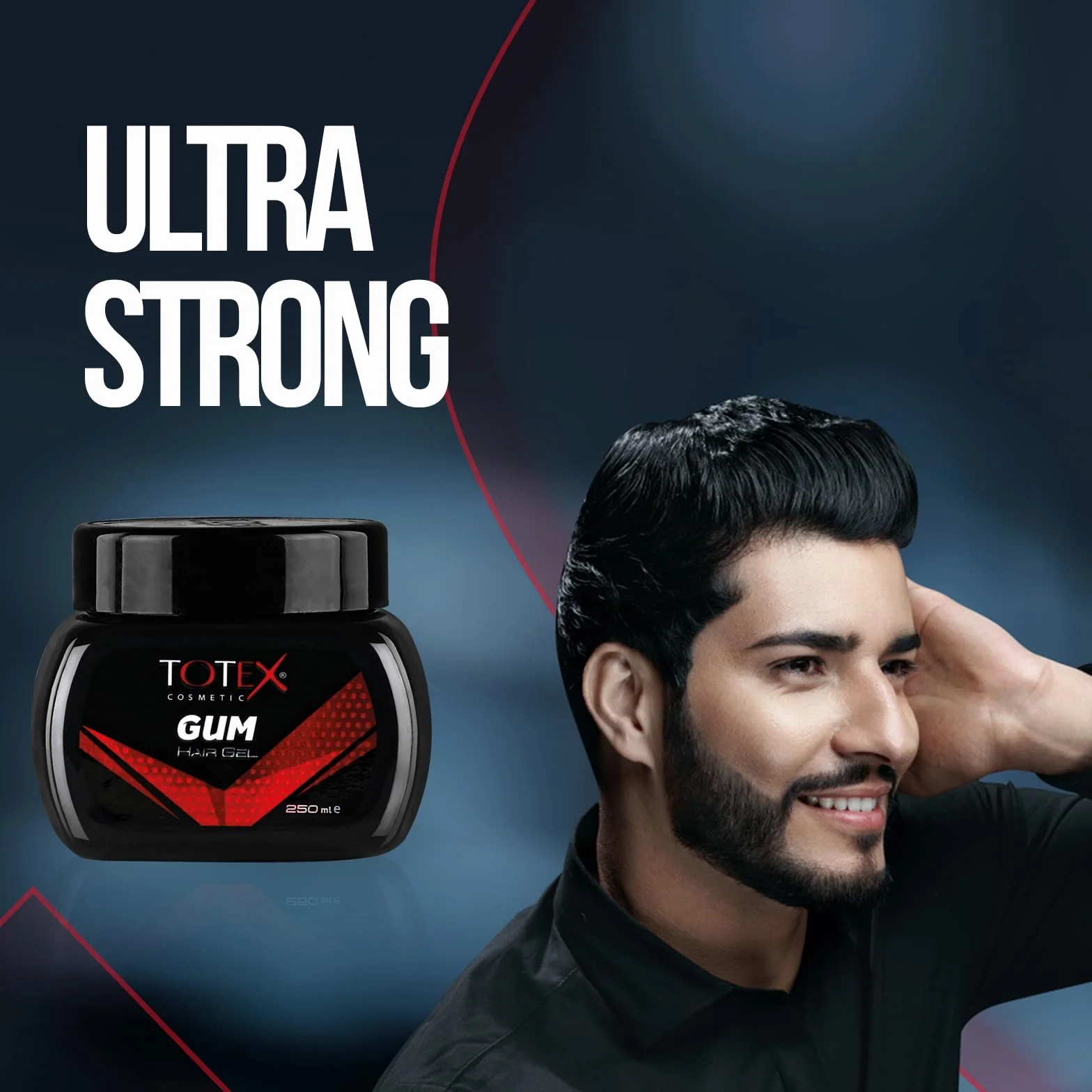 Totex GUM Hair Styling Gel 250 ml I Żel do stylizacji włosów I Żel gumowy I Gummy, bardzo mocne utrwalenie I Mocno czerwony żel