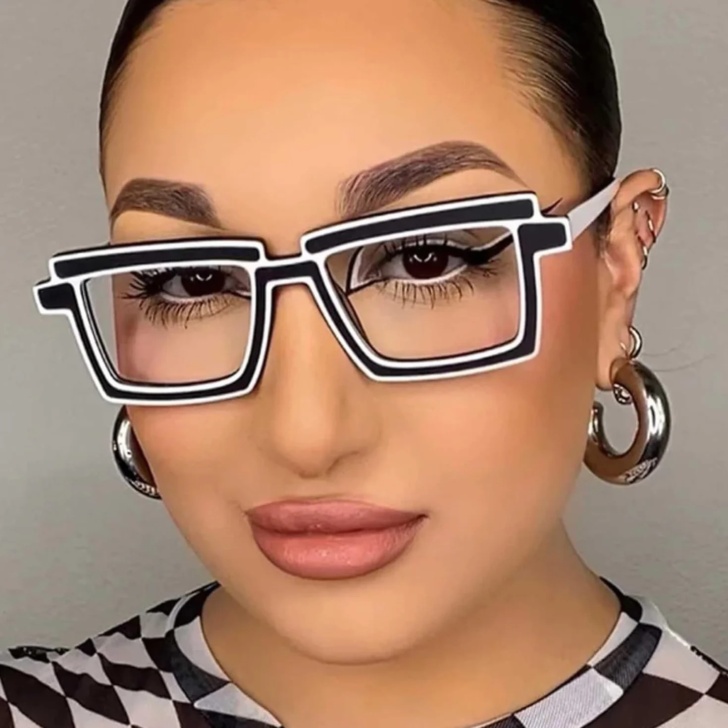 Anti-blauw licht brillenmonturen Titanium brilmonturen Extra grote vierkante brilmonturen Creatieve strepen Optische brillen