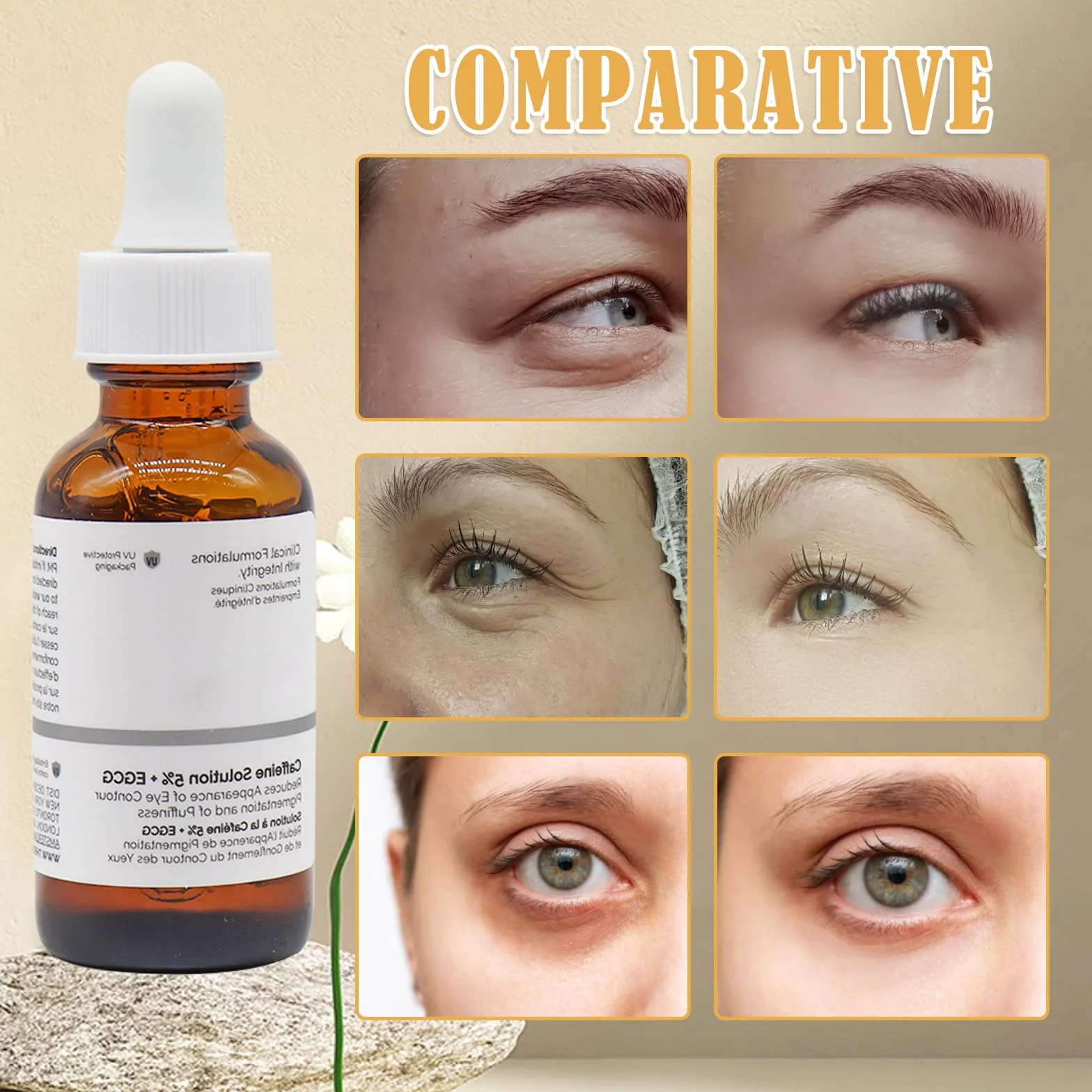Kofeinowe serum pod oczy, kofeina, 5% + EGCG 30 ml, serum pod oczy z kofeiną, przeciw starzeniu się, do pielęgnacji oczu, blaknięcie zmarszczek, cienie pod oczami, serum nawilżające dla kobiet