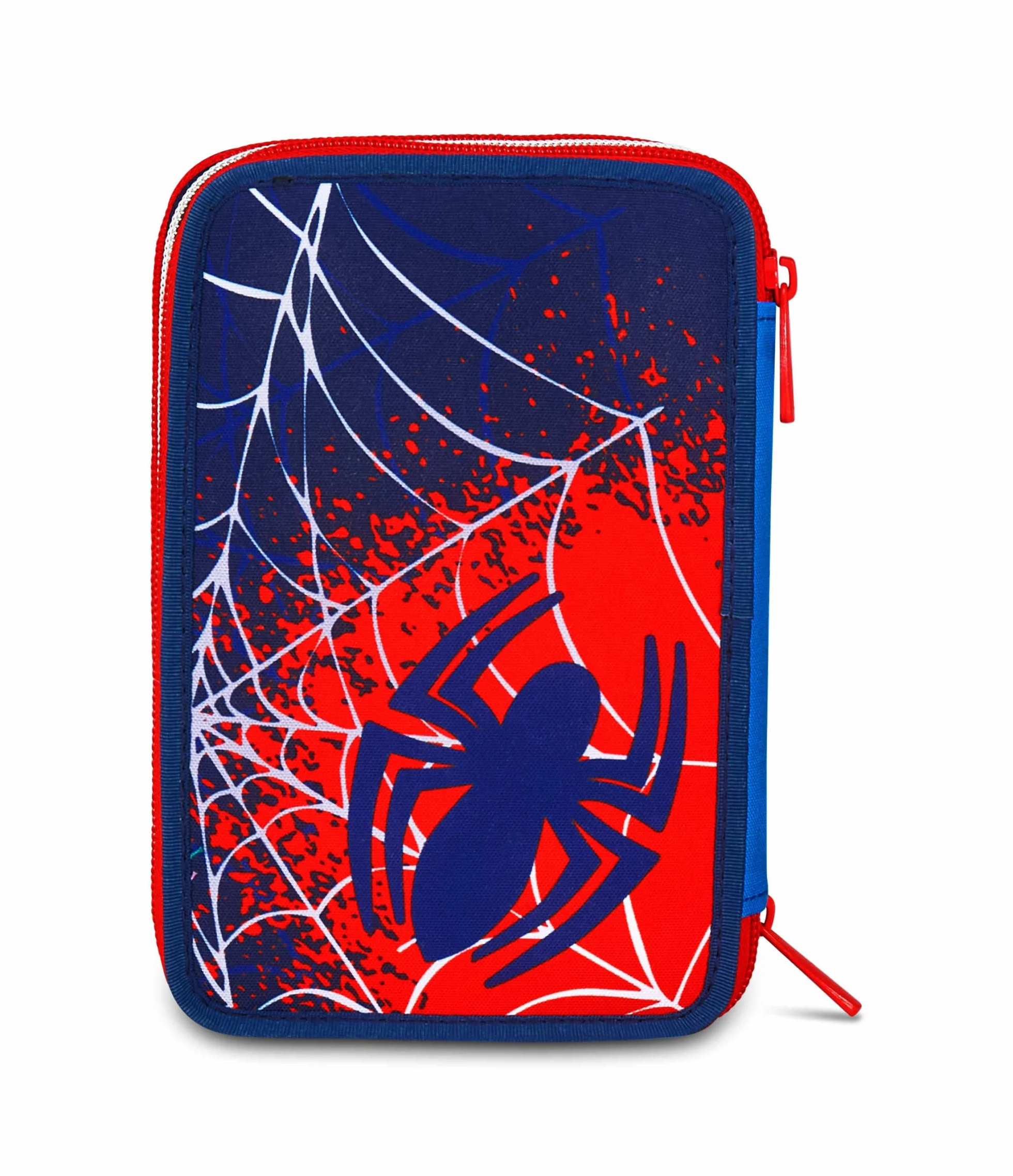 Seven Spiderman Piórnik szkolny z 3 zamkami błyskawicznymi, niebieski, potrójny pojemnik na długopisy, ołówki, kolory, akcesoria do plecaka, szkoły podstawowej, dziecko, Niebieska, nowoczesny