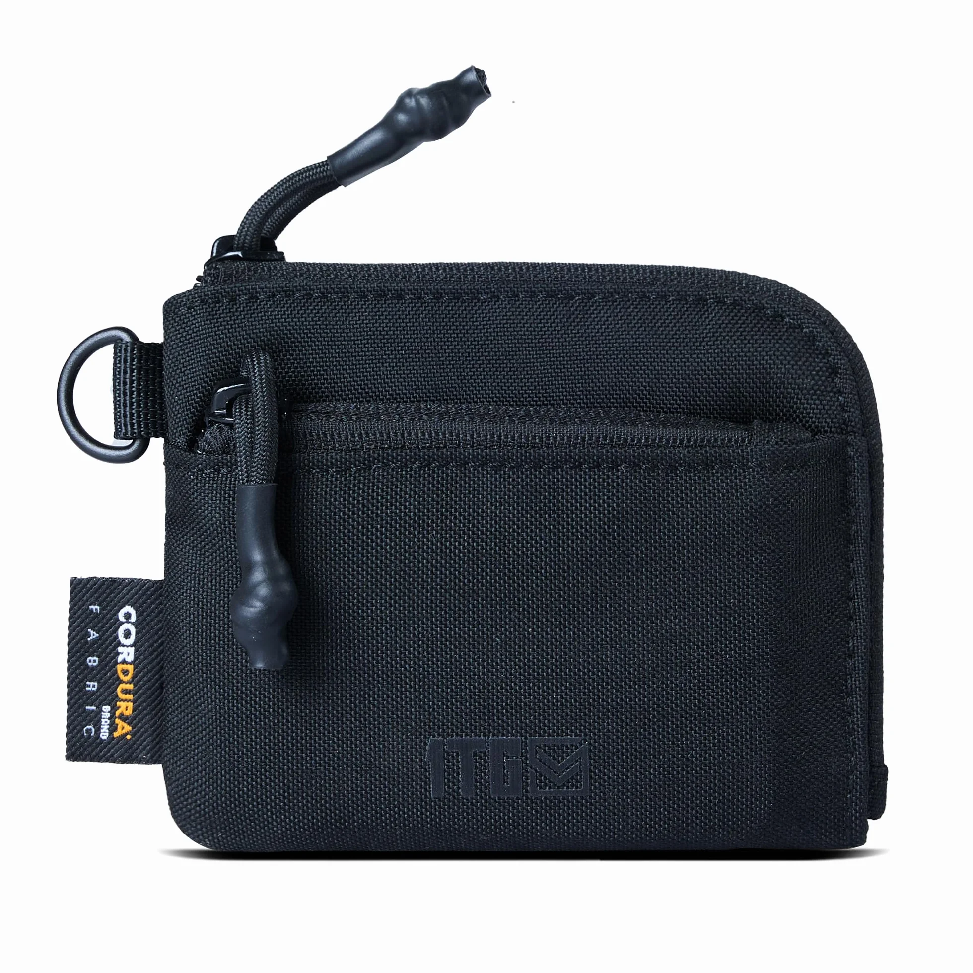 1TG Tactical Portfel na monety, minimalistyczny portfel z Cordury 500D, portmonetka na monety, etui na dowód osobisty, torba na pieniądze, torba taktyczna z zamknięciem YKK, czarny, 15*10*5