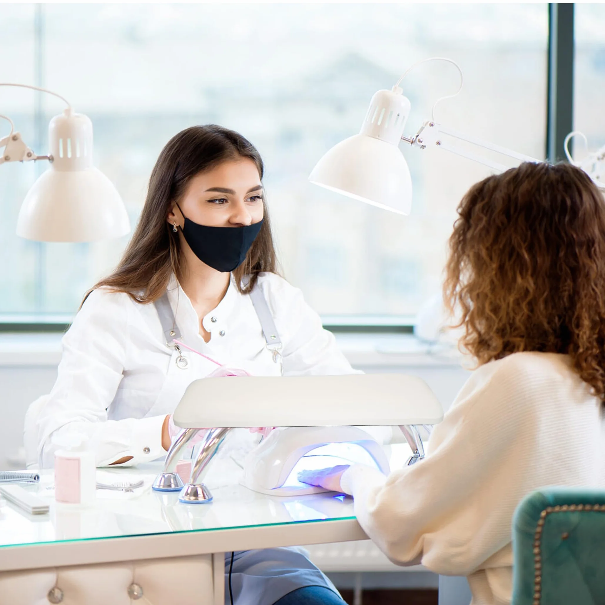 Ręcznik do paznokci, AMOYUN połóż ręce do paznokci, miękka skóra z mikrofibry antypoślizgowa profesjonalny stół do manicure z matką do salonu paznokci