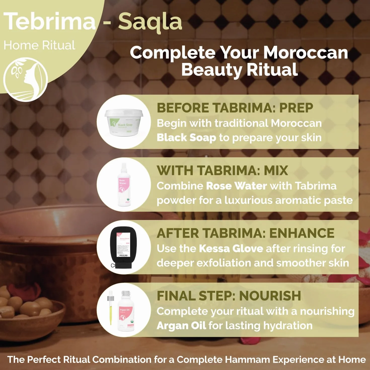 Fatima's Garden Tebrima/Soqla Peeling do Hammam Marokański z Aker Fassi Naturalny Rewitalizujący 500g