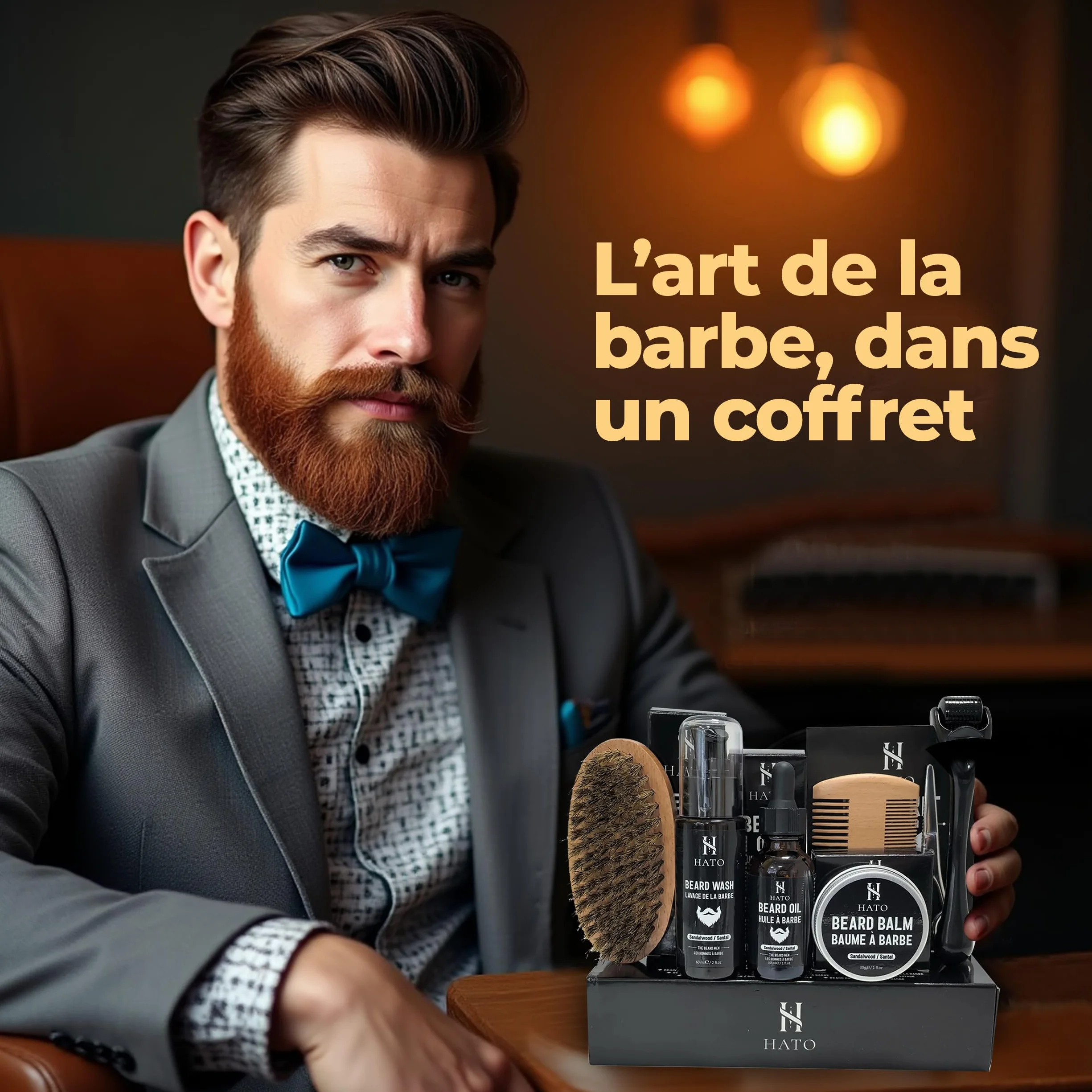 HATO Beard Kit, zestaw do pielęgnacji brody dla mężczyzn, L'Homme à Barbe