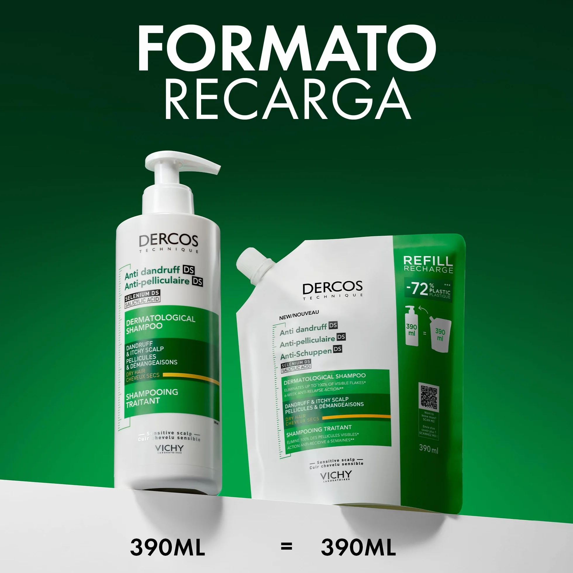 Vichy Dercos Szampon przeciwłupieżowy DS do włosów suchych 390ml