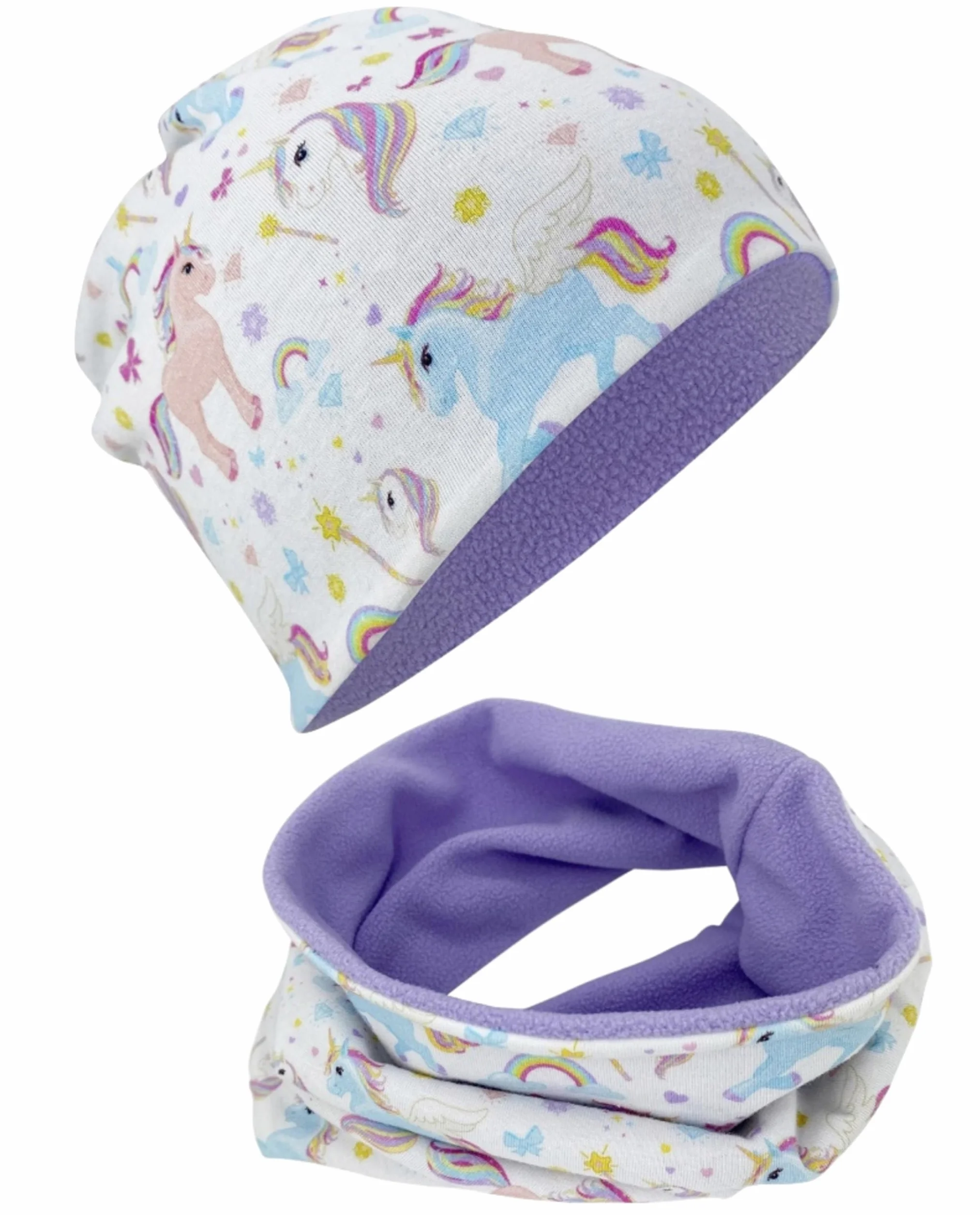 HECKBO Zestaw czapka beanie i komin dla dzieci – z podszyciem z polaru lub dżerseju (dwustronny) – unisex dla chłopców i dziewczynek – 95% bawełny – idealny na jesień, wiosnę i zimę