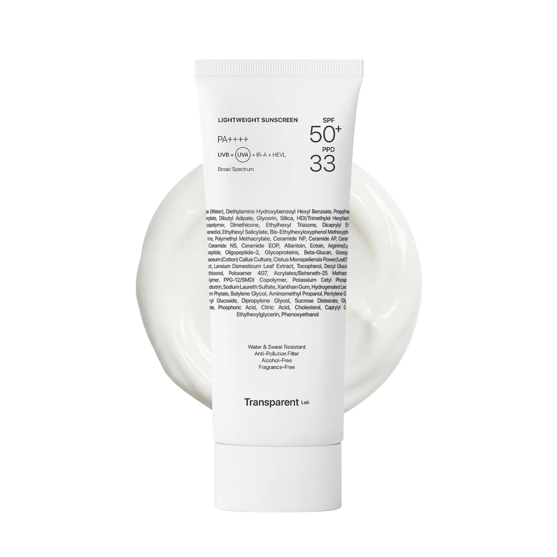 Transparent Lab Lightweight Sunscreen SPF50+ Facial Sunscreen 100ml UVA/UVB/HEVL Protection