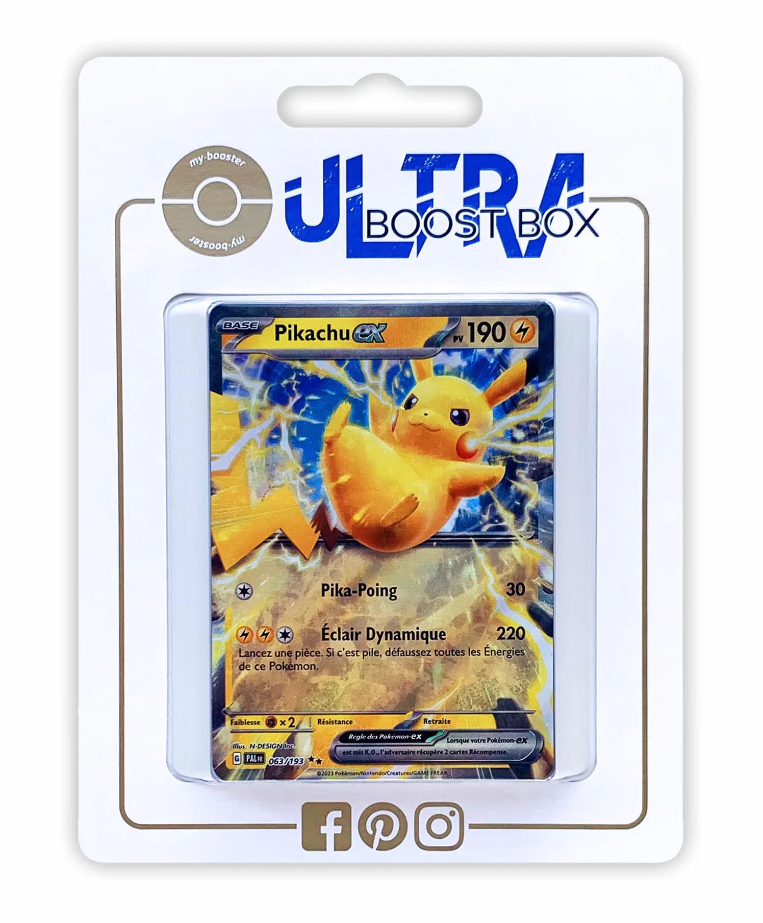 Pikachu ex 63/193 - Ultraboost X Écarlate et Violet 02 Évolutions à Paldea - Box z 10 francuskich kartami Pokémon