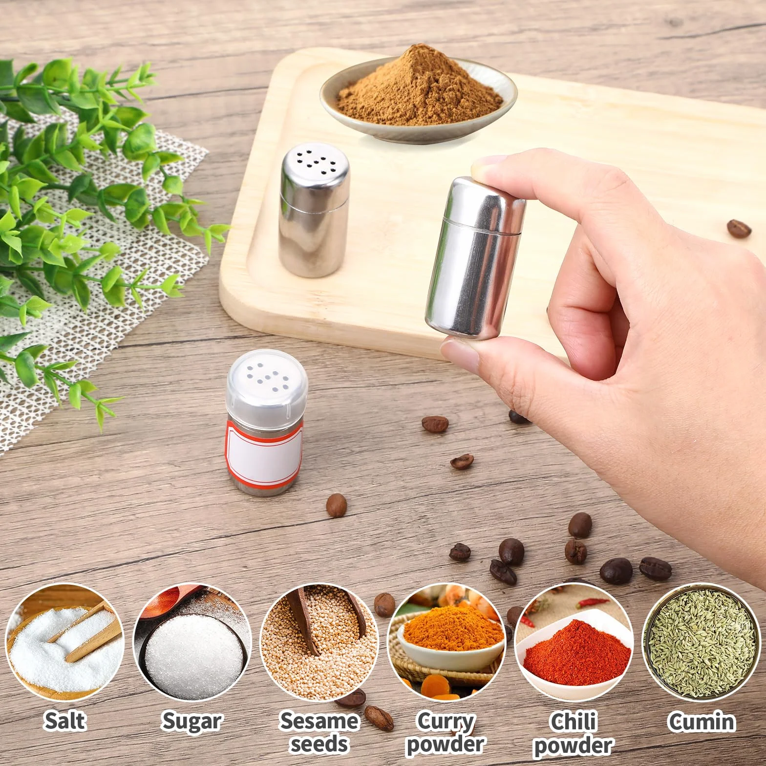 4 sztuki mini solniczek do podróży, 15 ml, ze stali nierdzewnej, mała solniczka z pokrywką, mini solniczka na kemping, nadaje się do kuchni, restauracji, na kemping i wieczory przy grillu na świeżym