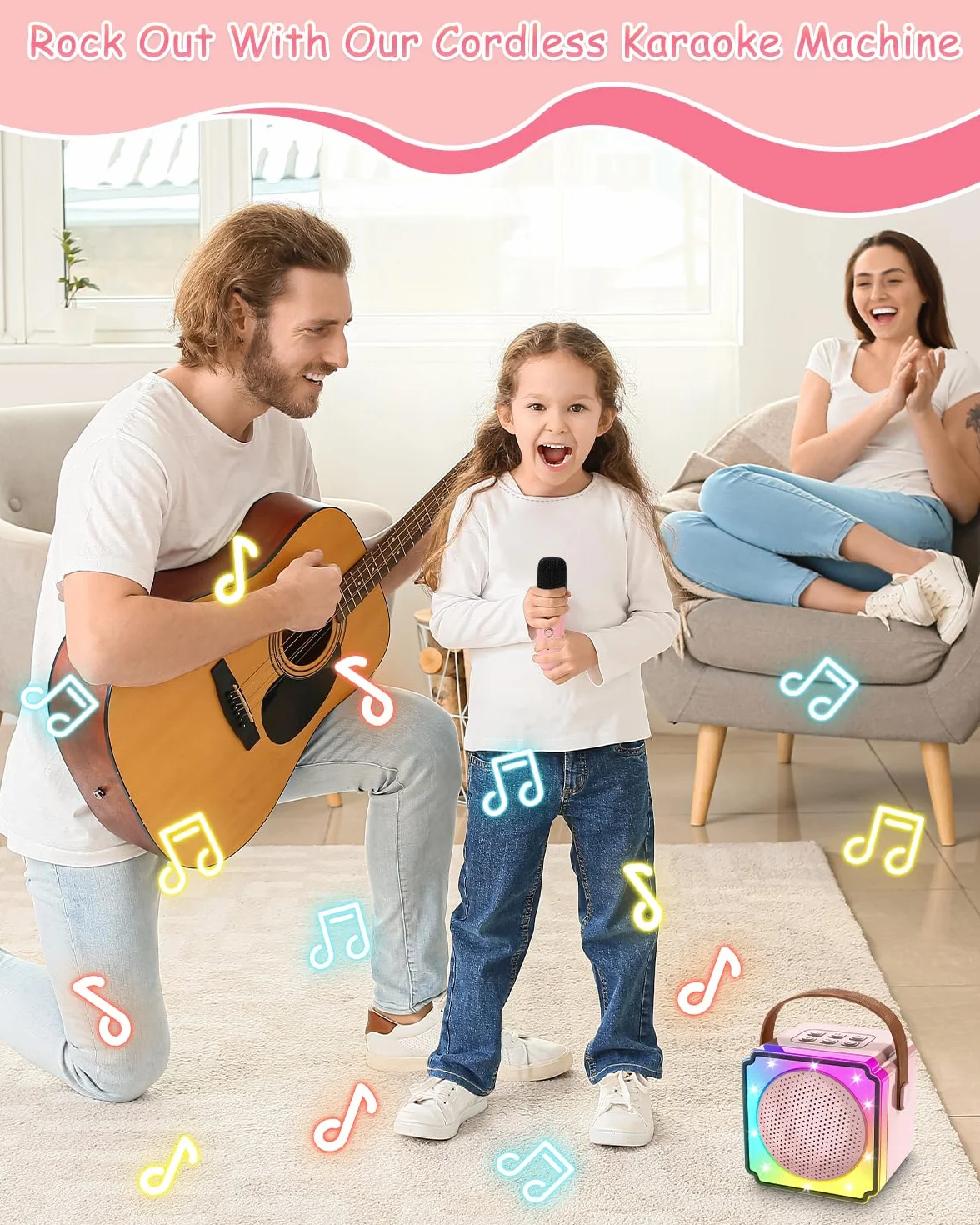 Maszyna do karaoke dla dzieci z 2 mikrofonami do karaoke dla dzieci, przenośna maszyna do karaoke z oświetleniem LED i efektami zmiany mowy, prezent dla dzieci w wieku 5-12 lat, dla chłopców