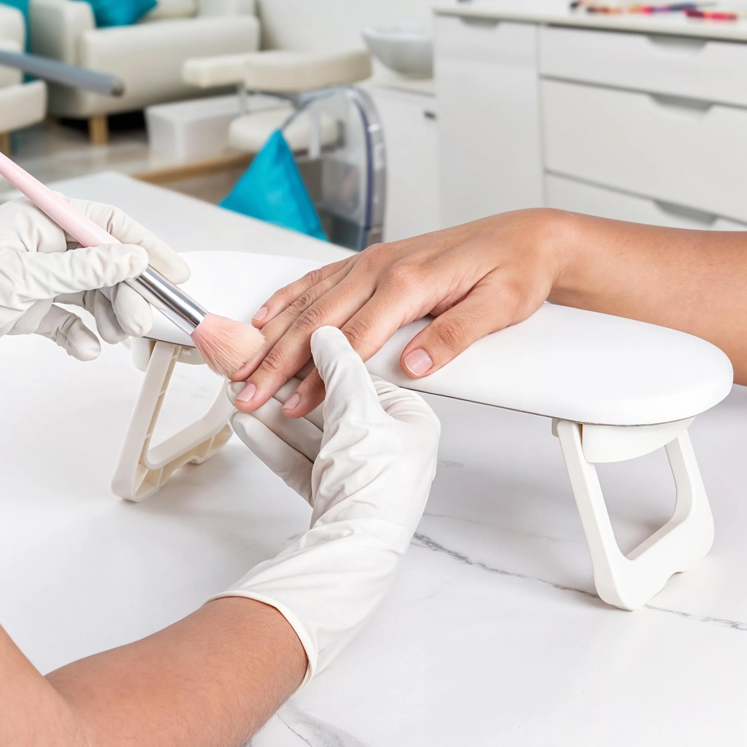 Winter Shore Skórzana Podpórka do Manicure – Akcesoria dla Stylistów Paznokci – Miękka Podkładka pod Rękę – Wygodna Podpora do Manicure dla Salonu Piękności – Poduszka dla Techników Paznokci