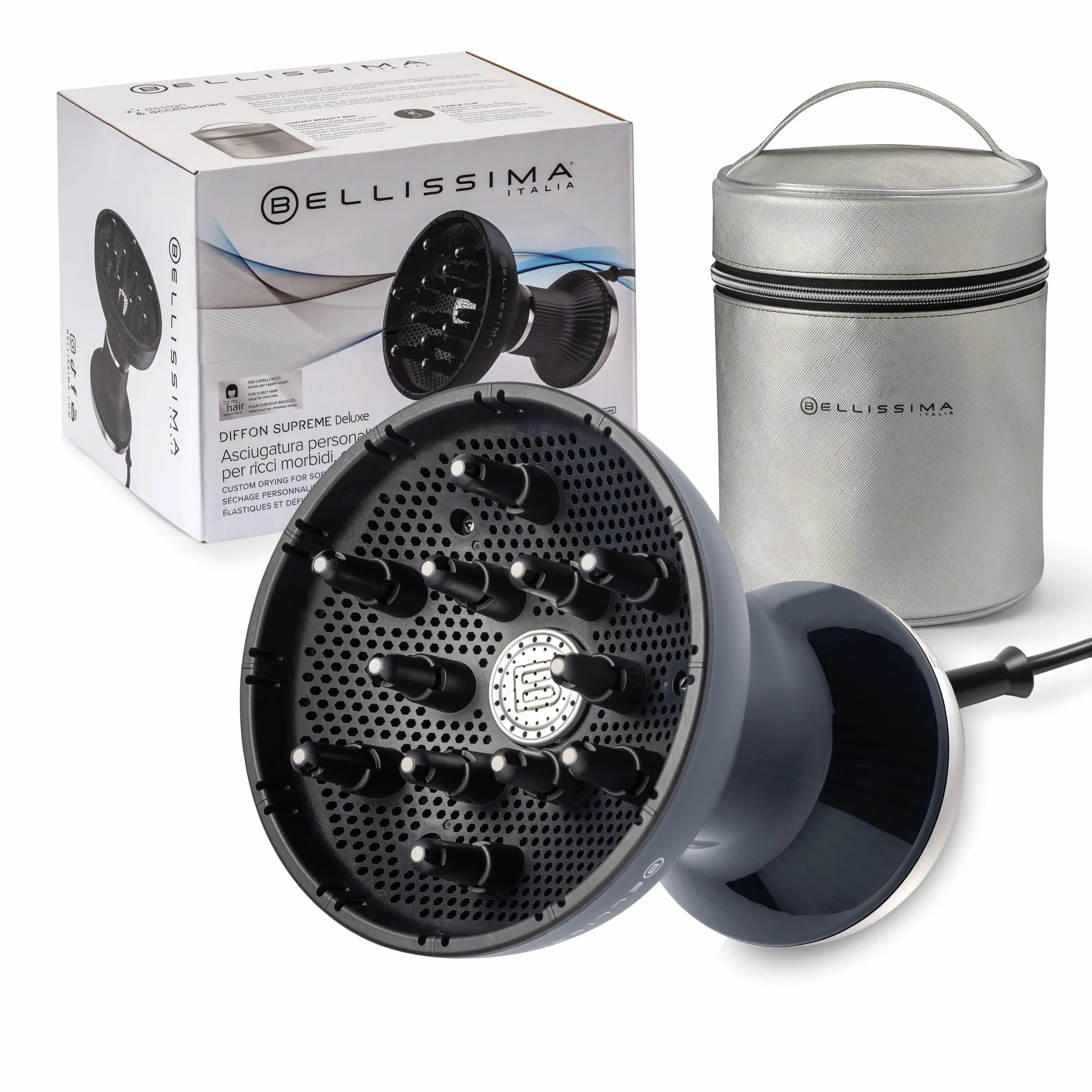 Bellissima Diffon Supreme Deluxe dyfuzor gorącego powietrza do kręconych włosów ceramiczny keratyna XL 3 temperatury jonizator