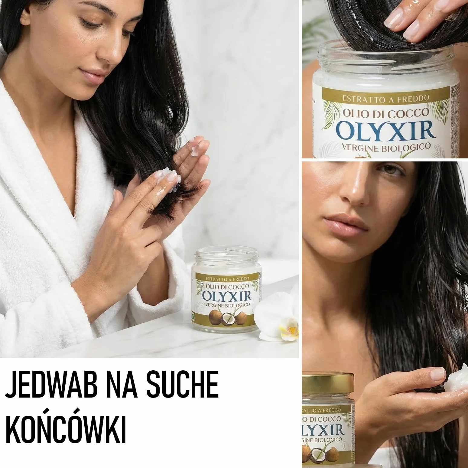 OLYXIR - Ekologiczny olej kokosowy do kosmetyków, tłoczony na zimno, 200 ml, naturalny środek do usuwania makijażu, nawilżający naturalny kosmetyk, olej kokosowy, do skóry, ciała i włosów, organiczny