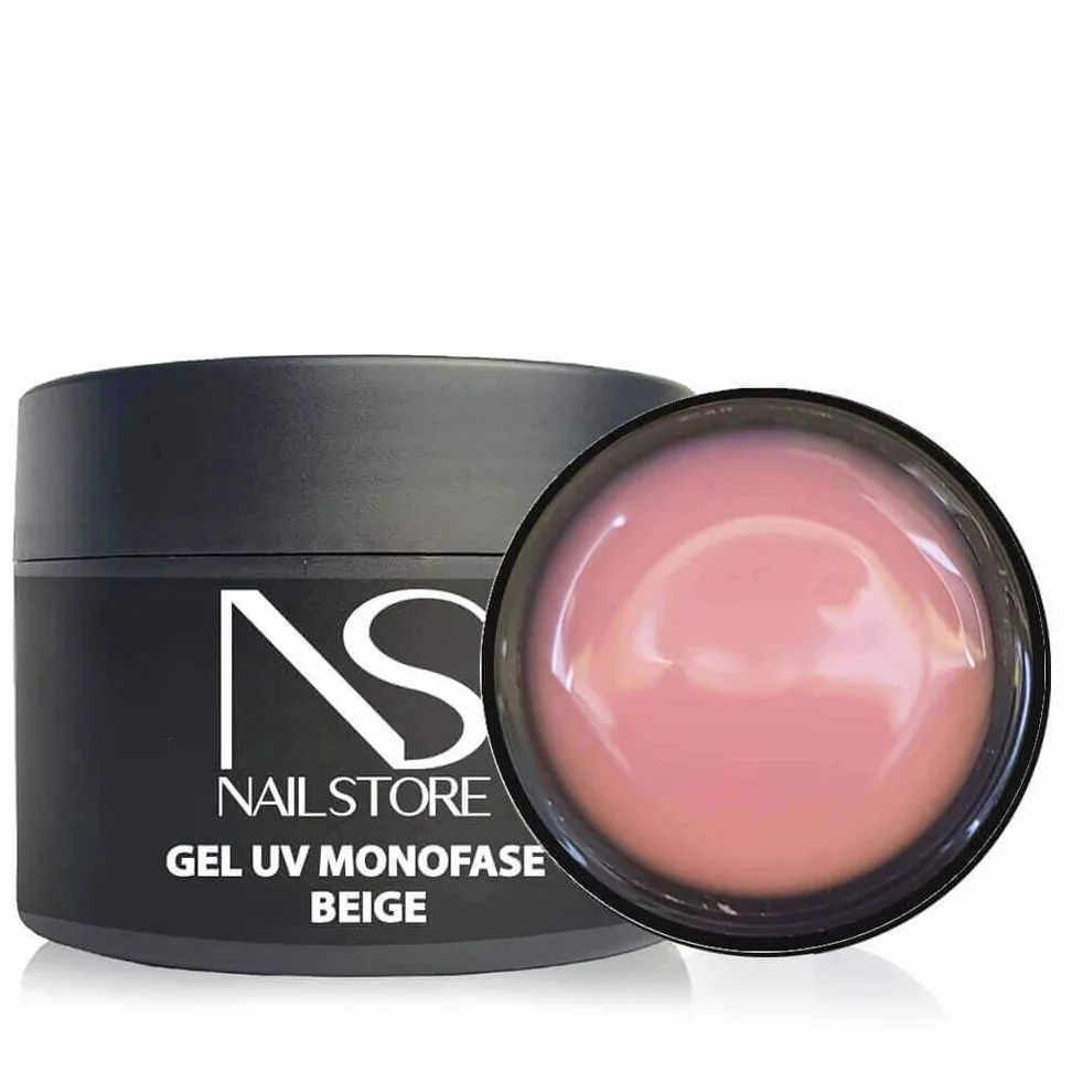 Nail Store - Żel UV Led jednofazowy Beżowy pokrowiec Beżowy - kamuflaż - średnia gęstość - samopoziomująca - łatwa obróbka, nadaje się do napełniania i przedłużania kartką (100 g)