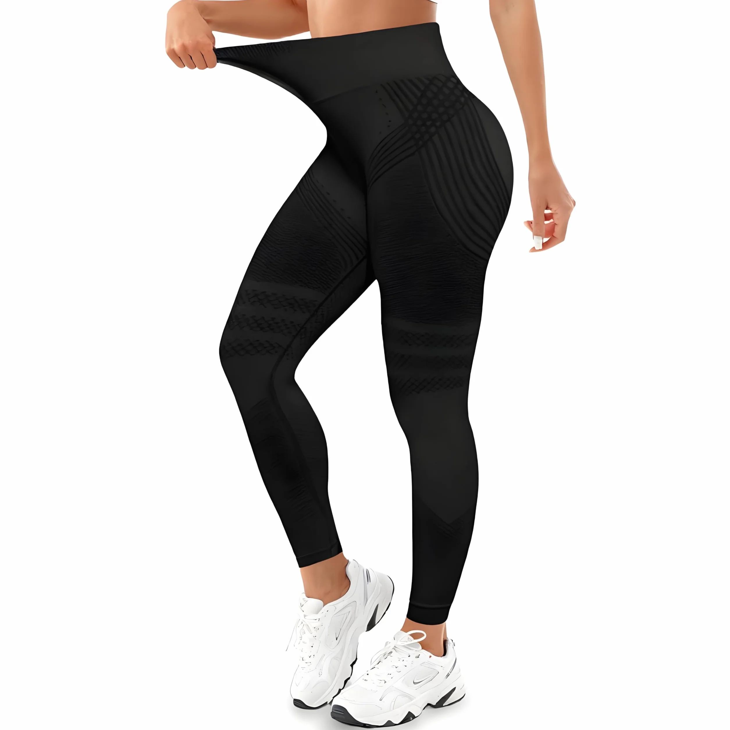 Legginsy antycellulitowe, damskie legginsy sportowe, długie, kompresyjne, pośladki, push-up, nieprzezroczyste, do jogi, pilatesu