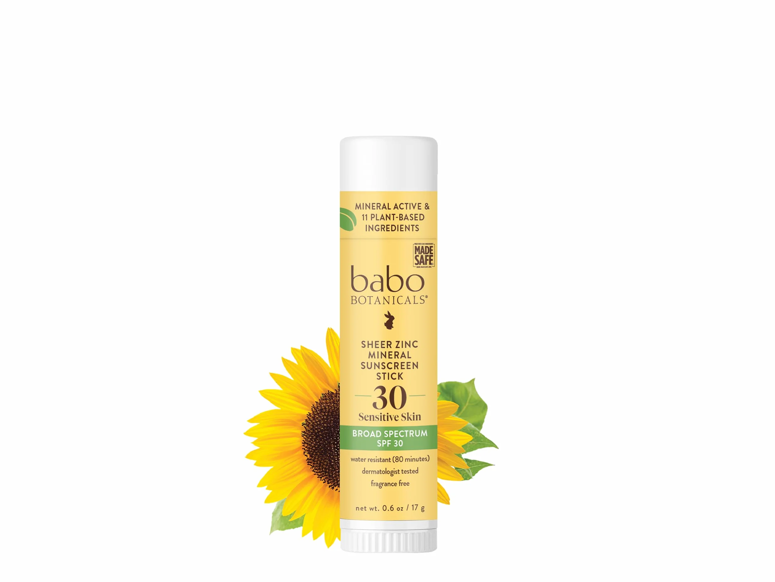 Babo Botanicals Clear Cynk Sport Stick Sunscreen SPF 30 - Fragrance Free - For Face, Lips, Nose And Ears & Extra Sensitive Skin 17g/0,6oz