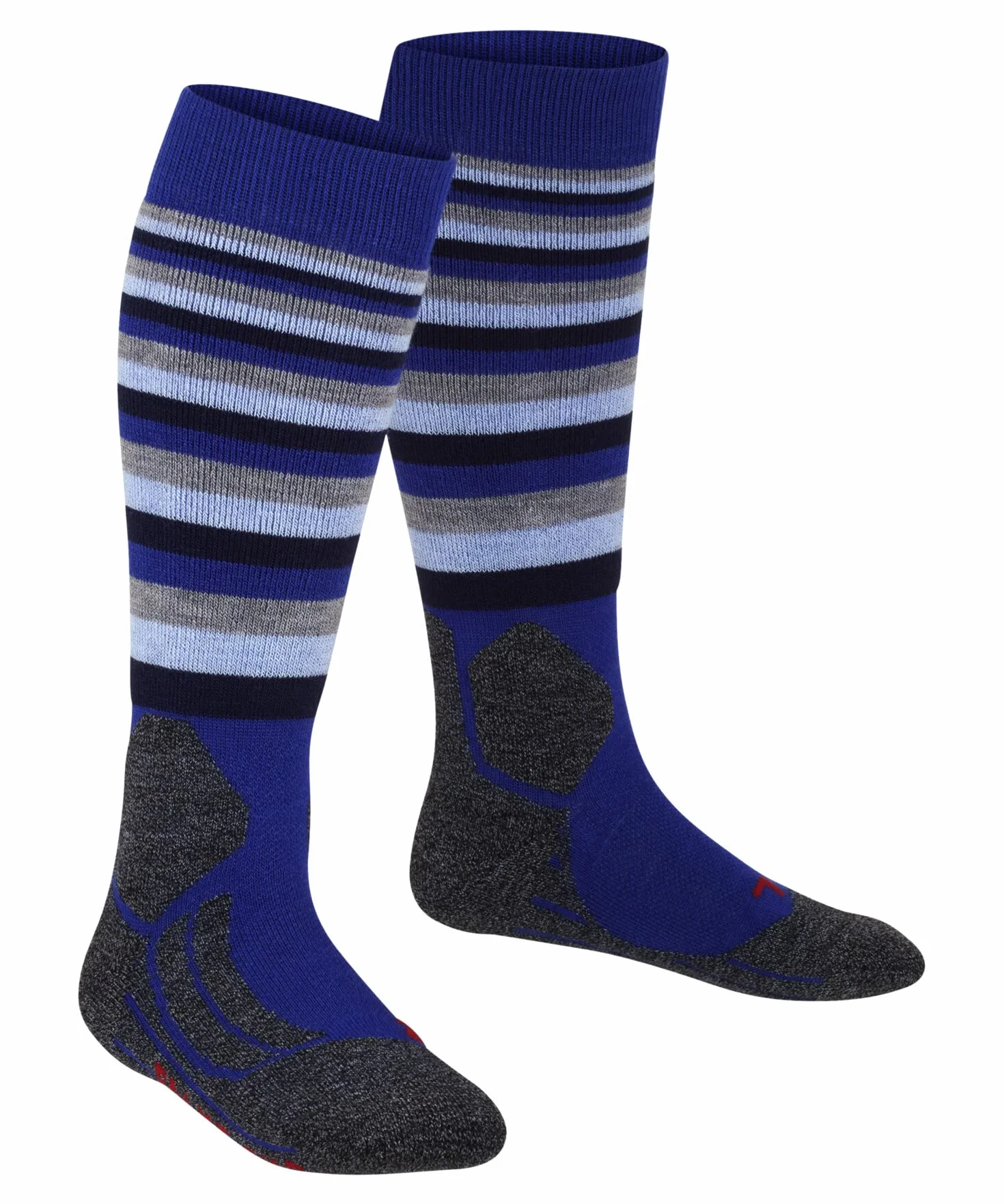 FALKE Uniseks - dzieci Skarpety narciarskie SK2 Intermediate Stripes K Kh Wełna ciepłe grube 1 Para, Niebieski Yve 6714, 31-34