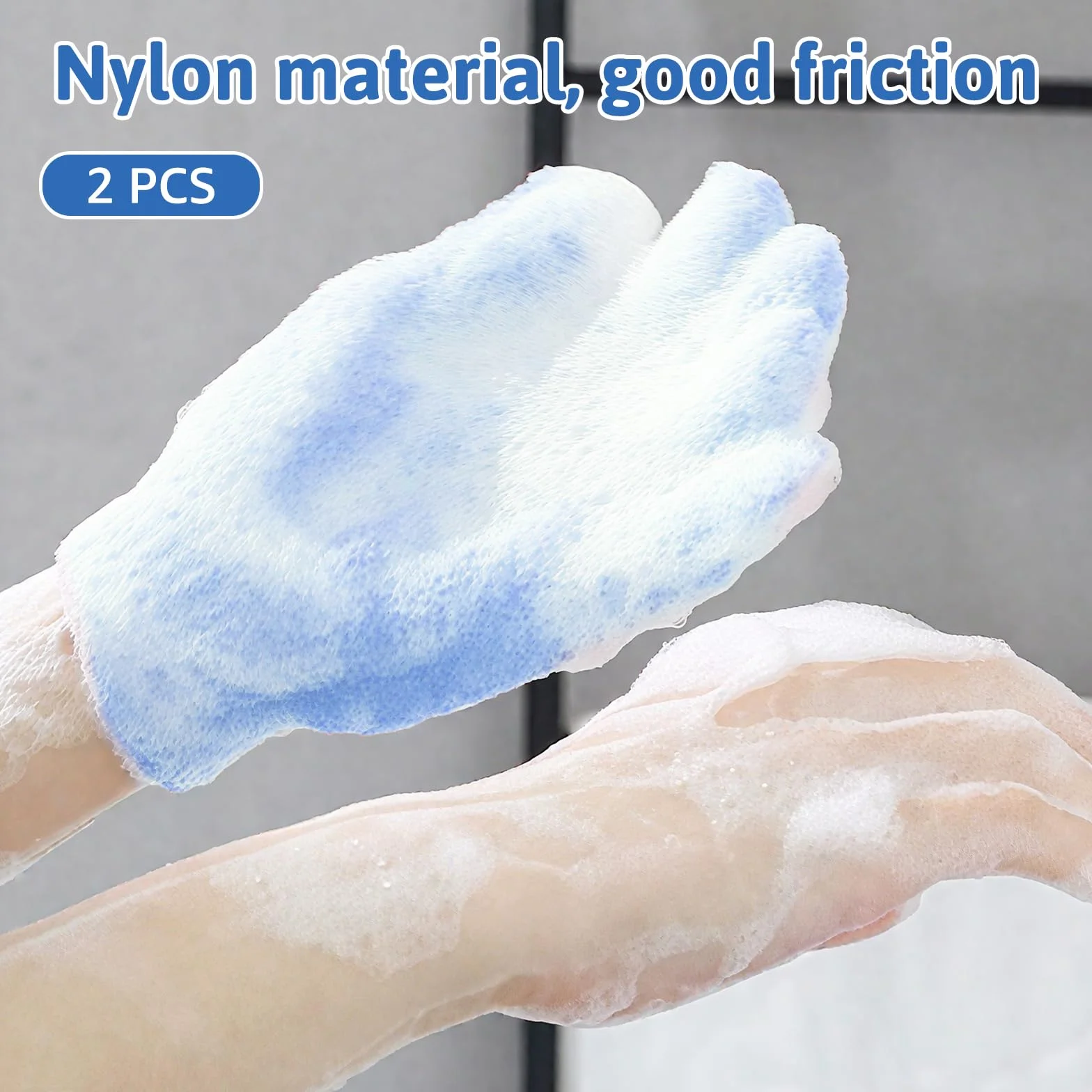 Gąbka do kąpieli peelingująca, 4 sztuki, ultra miękka gąbka do kąpieli, delikatny peeling, z rękawiczkami kąpielowymi i 4 haczykami, peeling wielokrotnego użytku, dla dorosłych, dzieci i kobiet