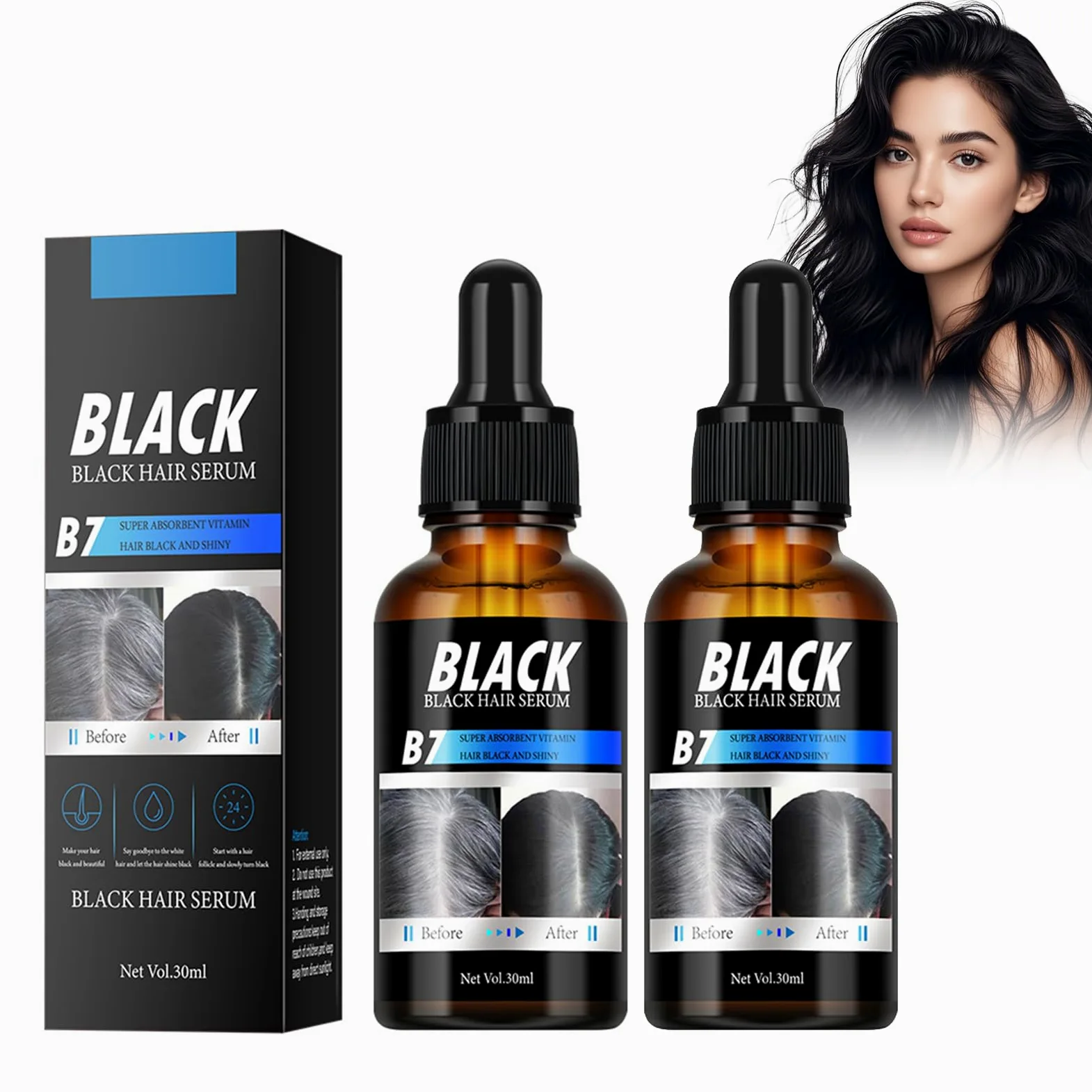 2 sztuki serum do wzrostu włosów, olejku do włosów, promowanie naturalnej wzrostu, zdrowego i mocnego, zapobiega wypadaniu włosów, sprawia, że włosy są gładsze, czarne i lśniące