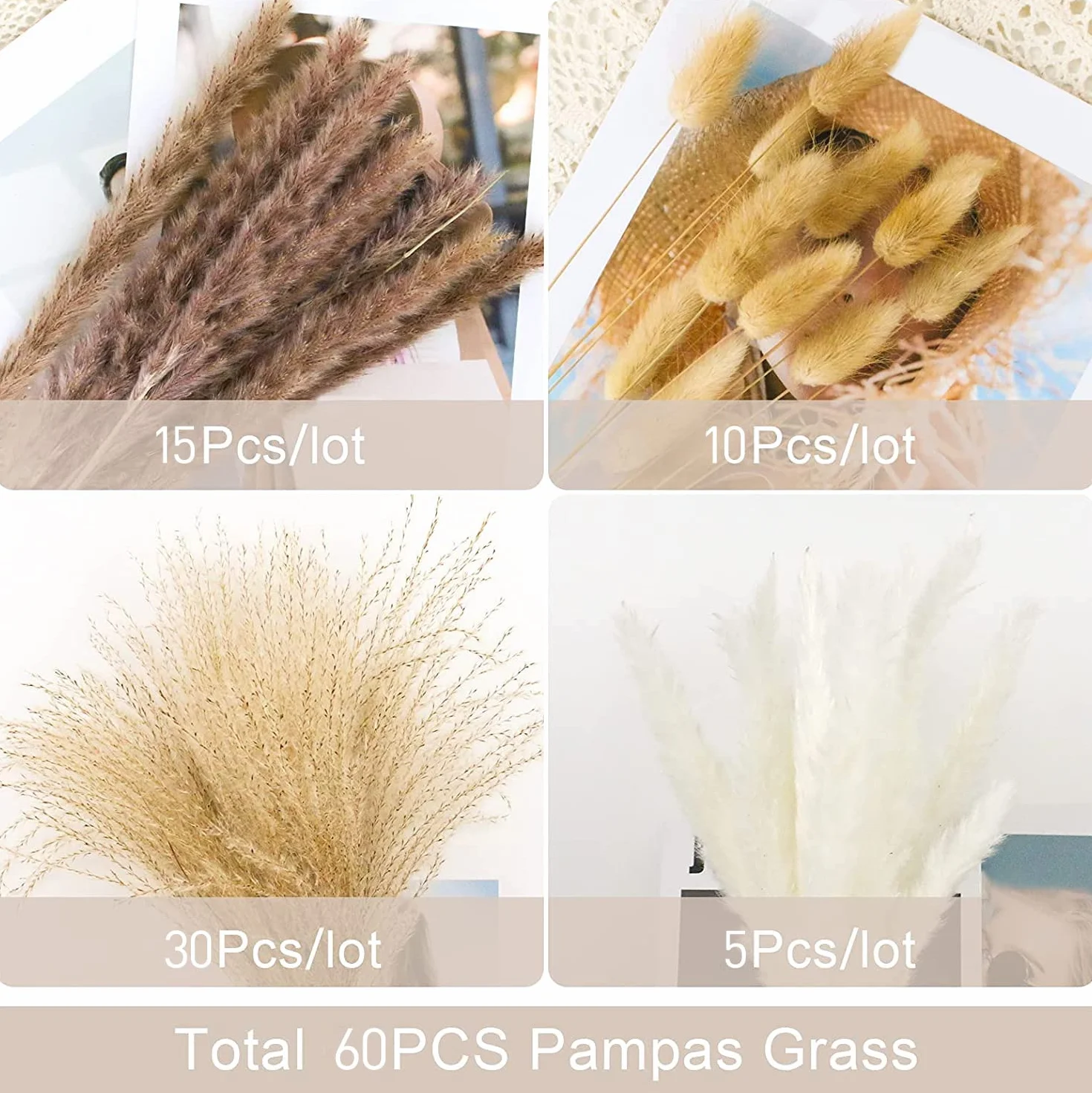 suszone kwiaty trawa pampasowa dekoracyjna, 60 sztuk, naturalne, suszone kwiaty, trawa pampasowa do aranżacji kwiatowych, do mieszkania, trawy pampasowej, dekoracja salonu, sypialni, na wesele, balkon, do łazienki, pokoju