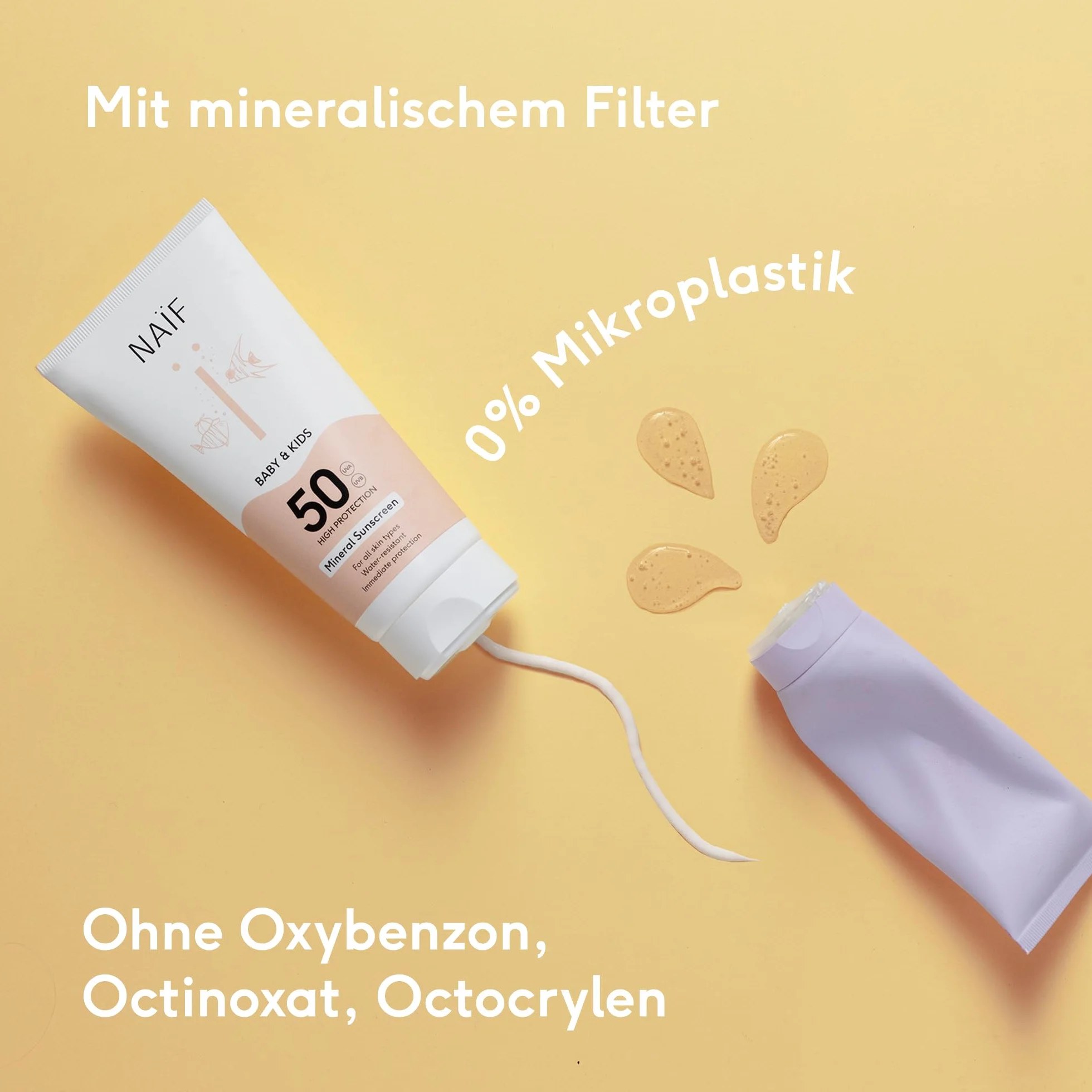 Naïf Mineralny krem do opalania SPF50 dla niemowląt i dzieci - Spray - 175ML - Bezpośrednia ochrona UVA i UVB - Wodoodporny - Testowany dermatologicznie - wolny od mikroplastików - przyjazny dla