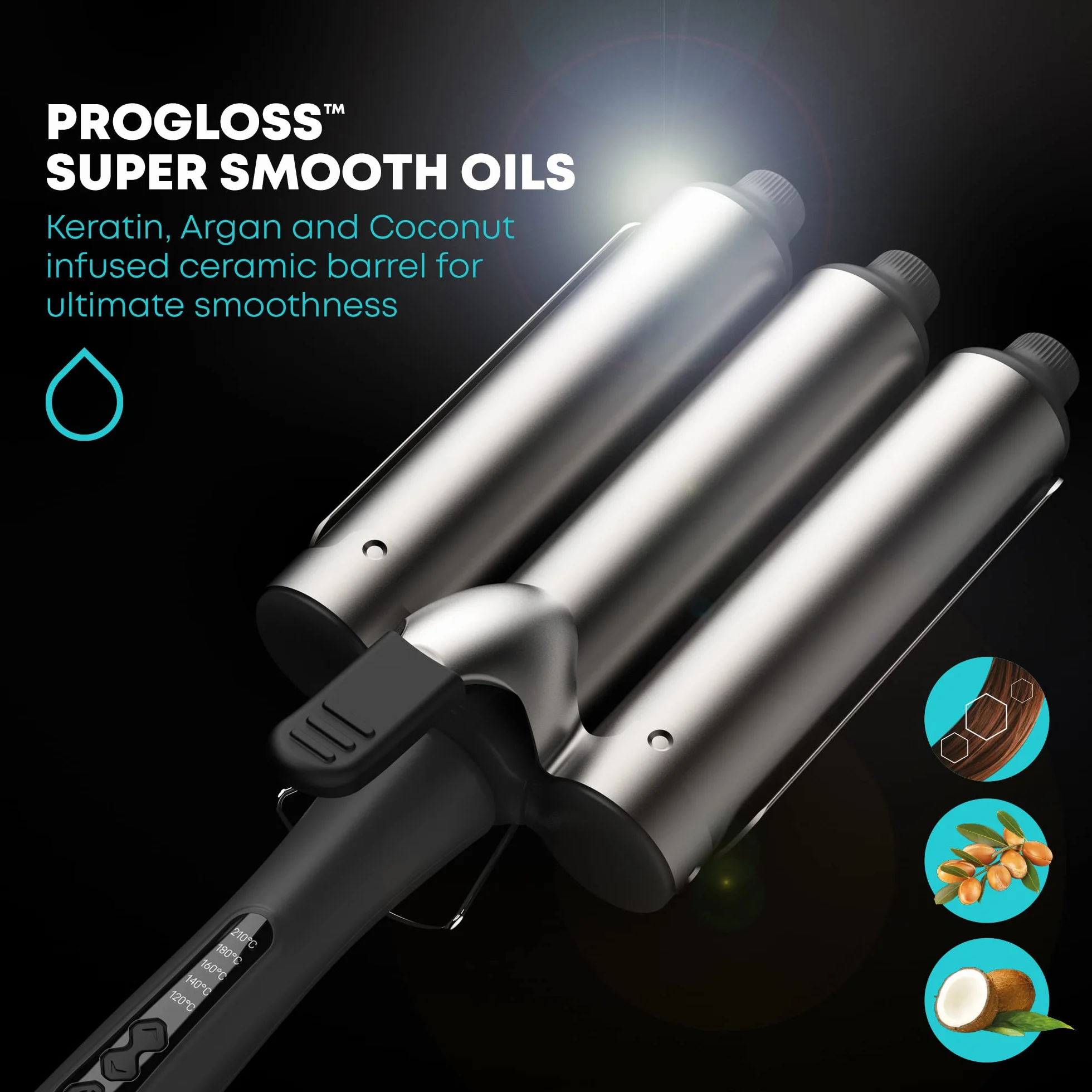 Revamp Progloss Boho Beach Waver XL 38 mm 3-beczkowa lokówka do dużych fal plażowych z regulacją temperatury