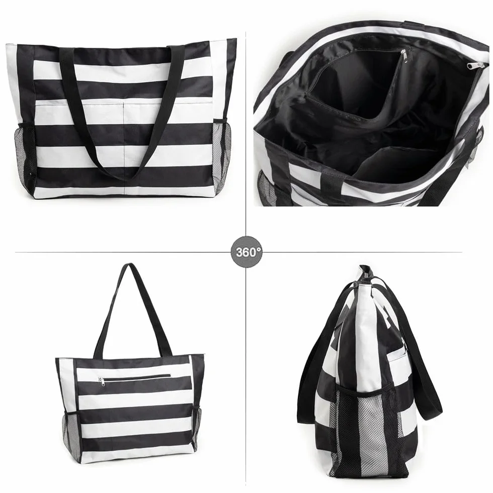 Damska torba plażowa 43 x 38 x 15 cm duża wodoodporna duża torba plażowa z zamkiem błyskawicznym torby plażowe z wieloma kieszeniami damskie torby plażowe na plażę do podróży na plażę, basen