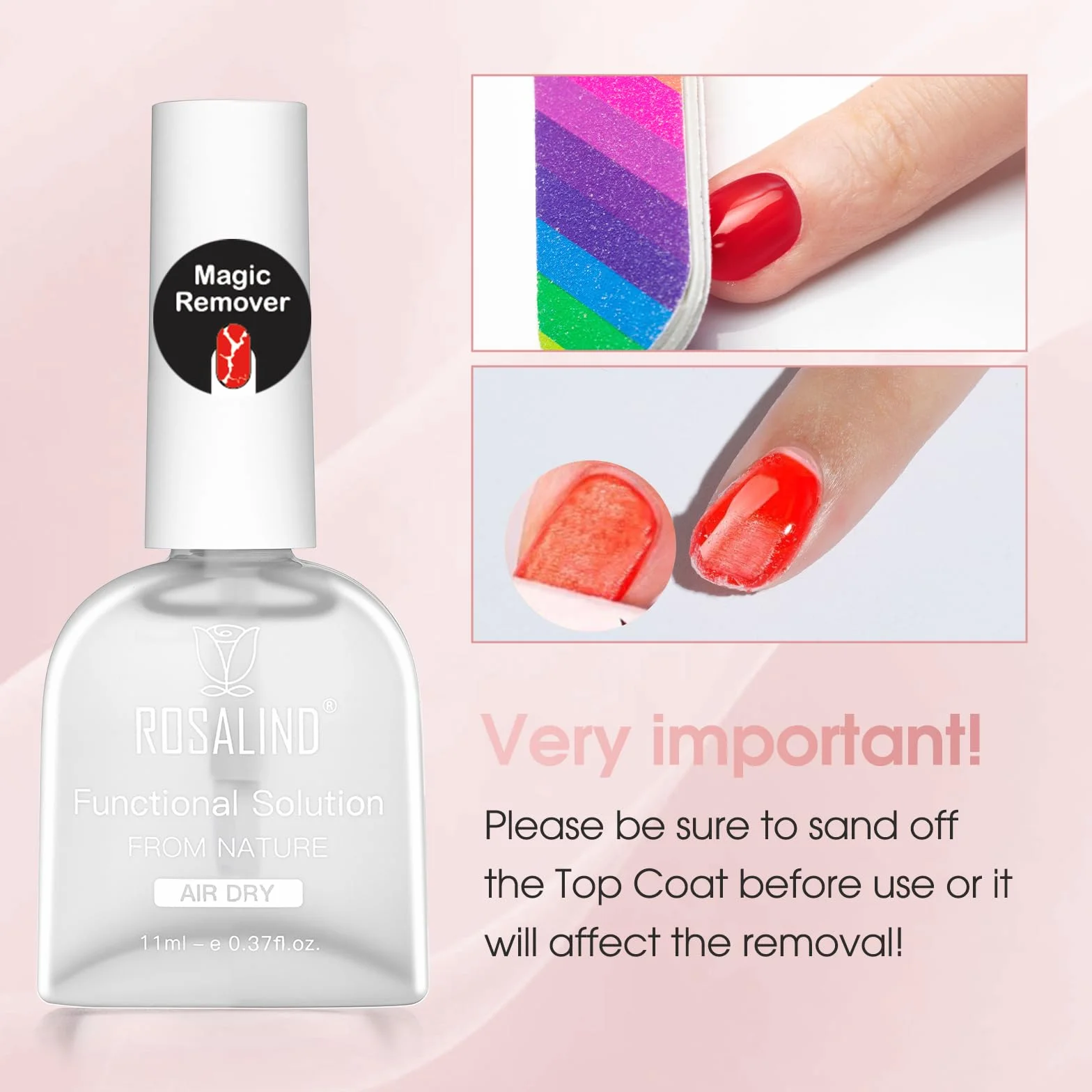 ROSALIND Magic Remover Środek do usuwania lakieru do paznokci UV, 2 szt. 11 ml