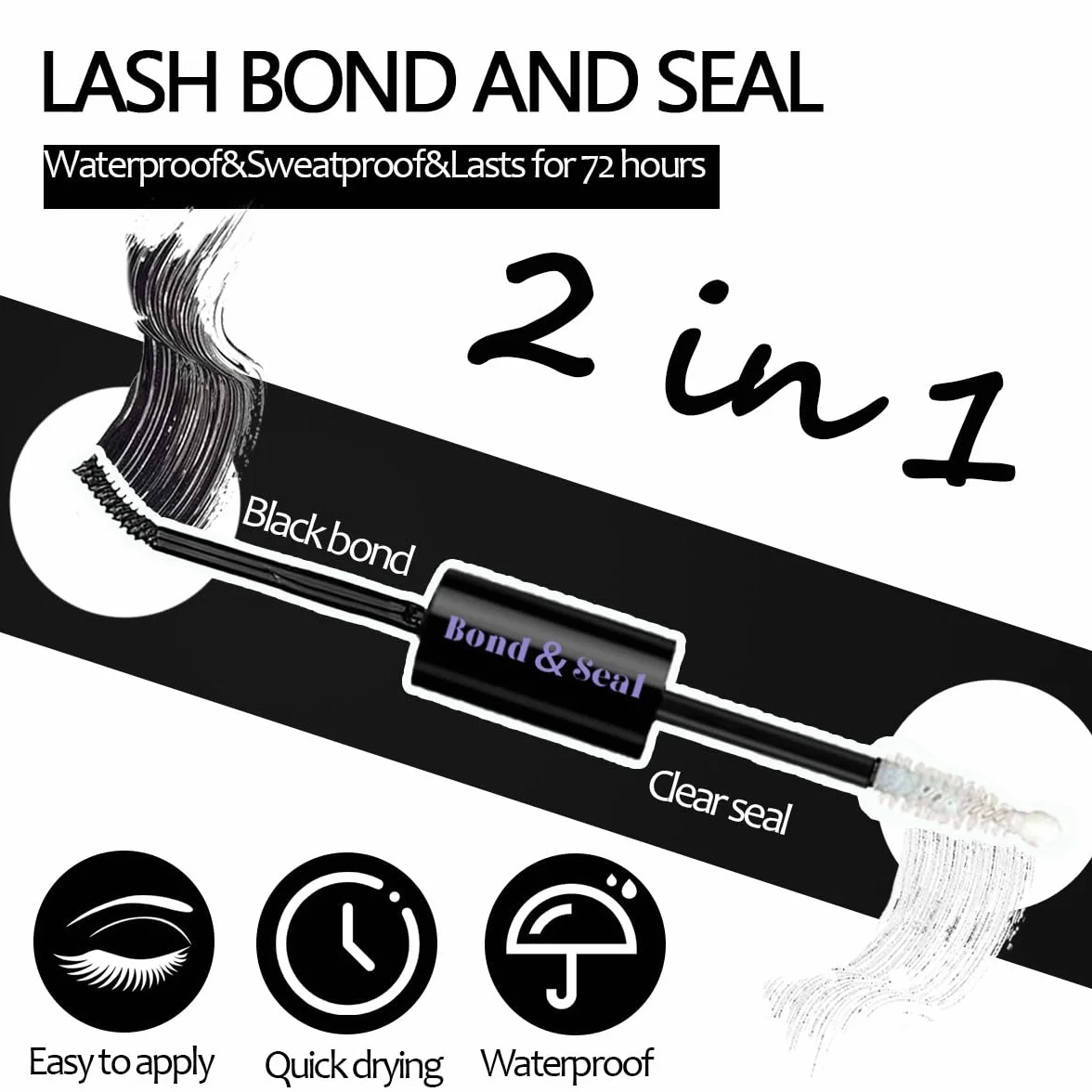 2 sztuki kleju do rzęs Lash Bond i Seal Kit DIY Lashes Extension z wodoodpornym klejem do klastrów 72 h i uszczelnieniem sztucznych rzęs w domu
