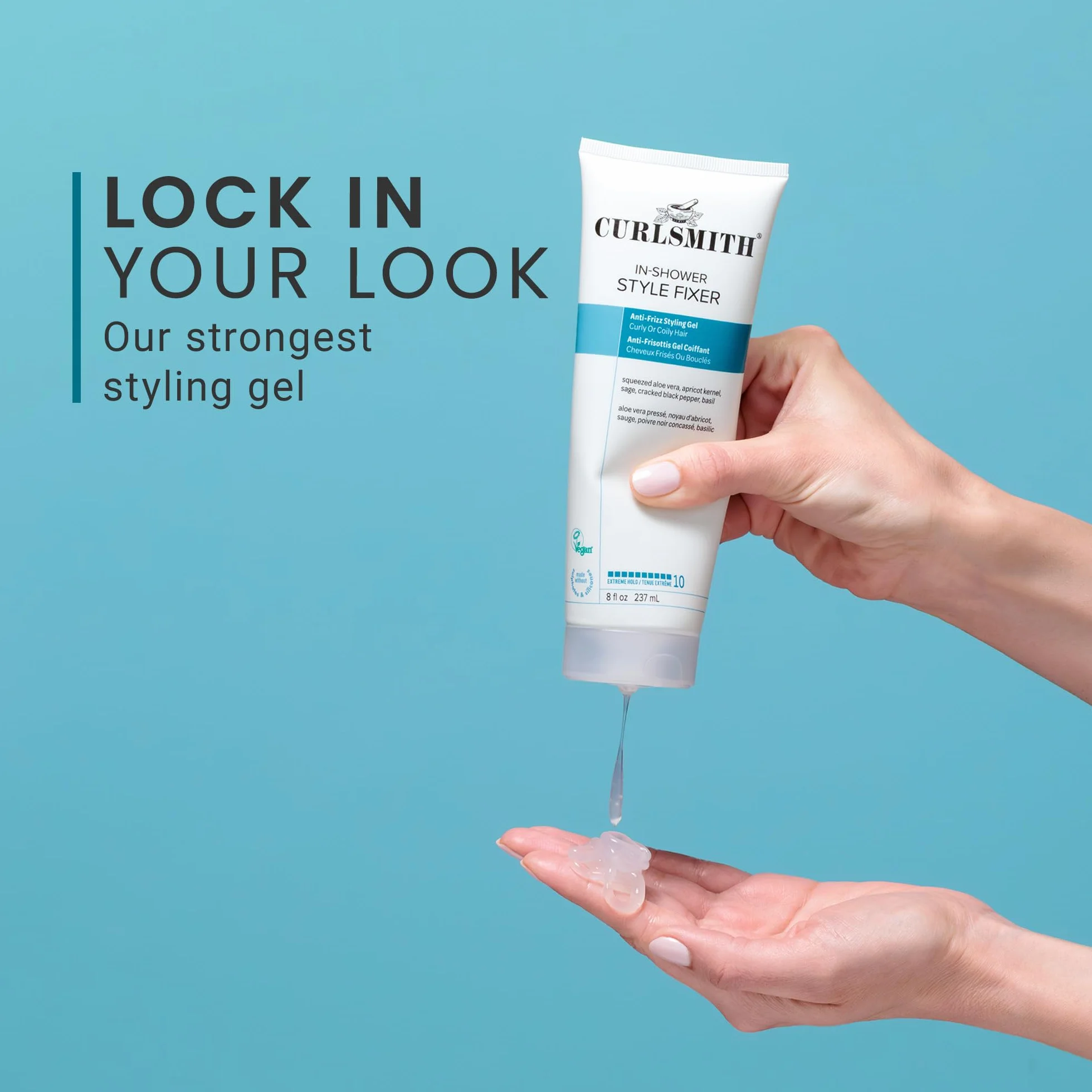 Curlsmith - In Shower Style Fixer - Vegan Extreme Hold Styling Gel for Dry, Wavy, Curly lub Coily Hair (8 uncji)