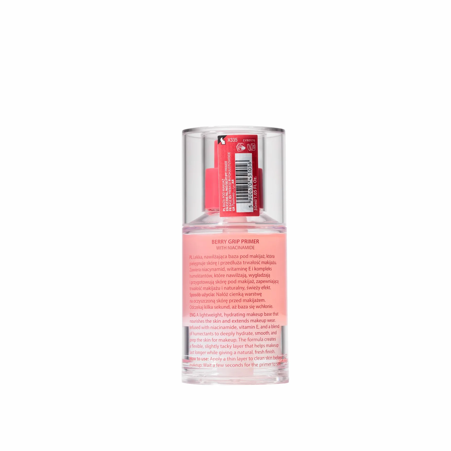 EVERYBODY LONDON x FLUFF Berry Grip Primer, Wygładzająca baza pod makijaż z niacynamidem, Nawilżający Primer, Rozjaśniający cerę, Lekka Konsystencja, Promienny Wygląd, Żelowa Formuła
