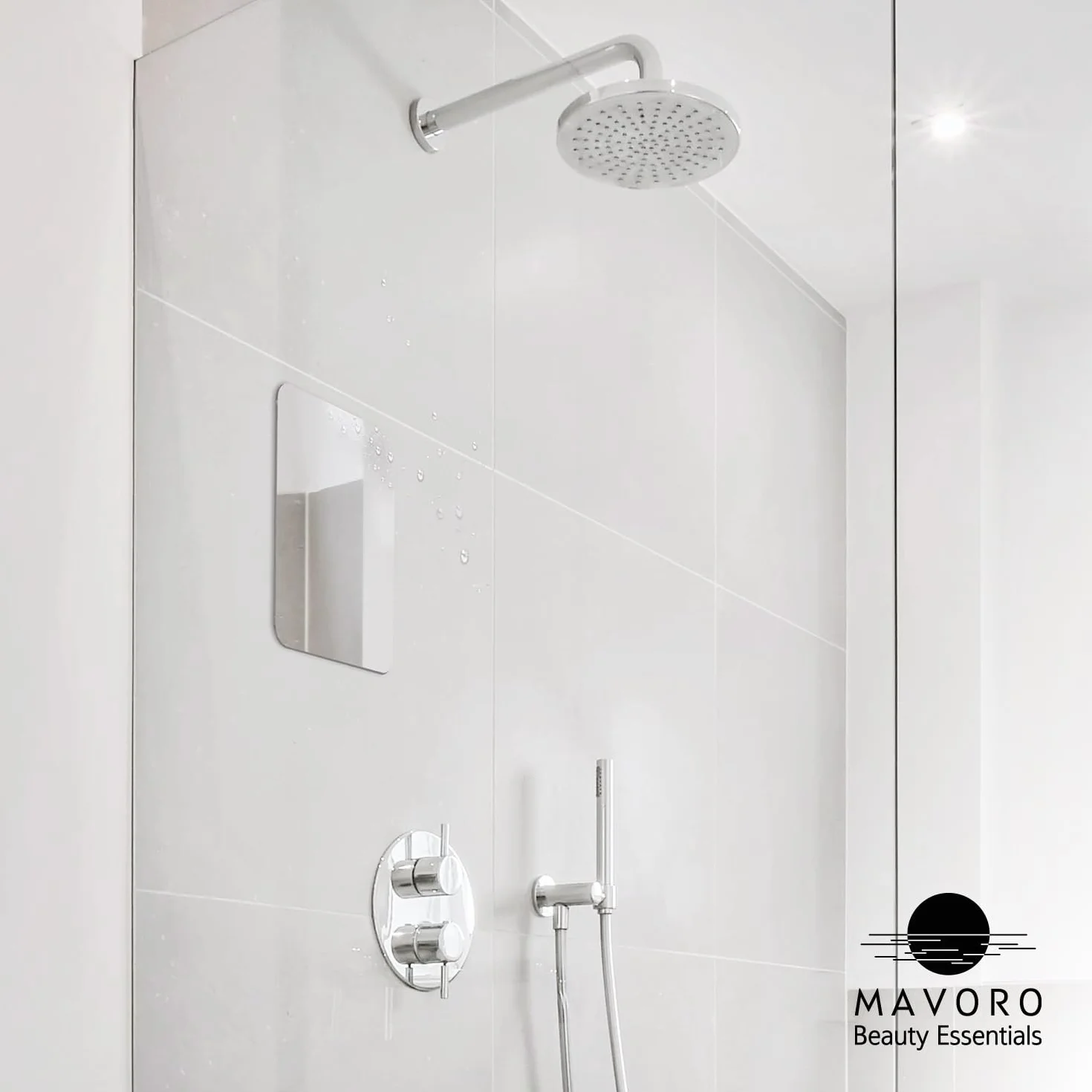Mavoro Shaving Mirror for Shower - 3M Adhesive Acrylic Mirror 17.5x22.5cm Unbreakable Less Fogging Frameless