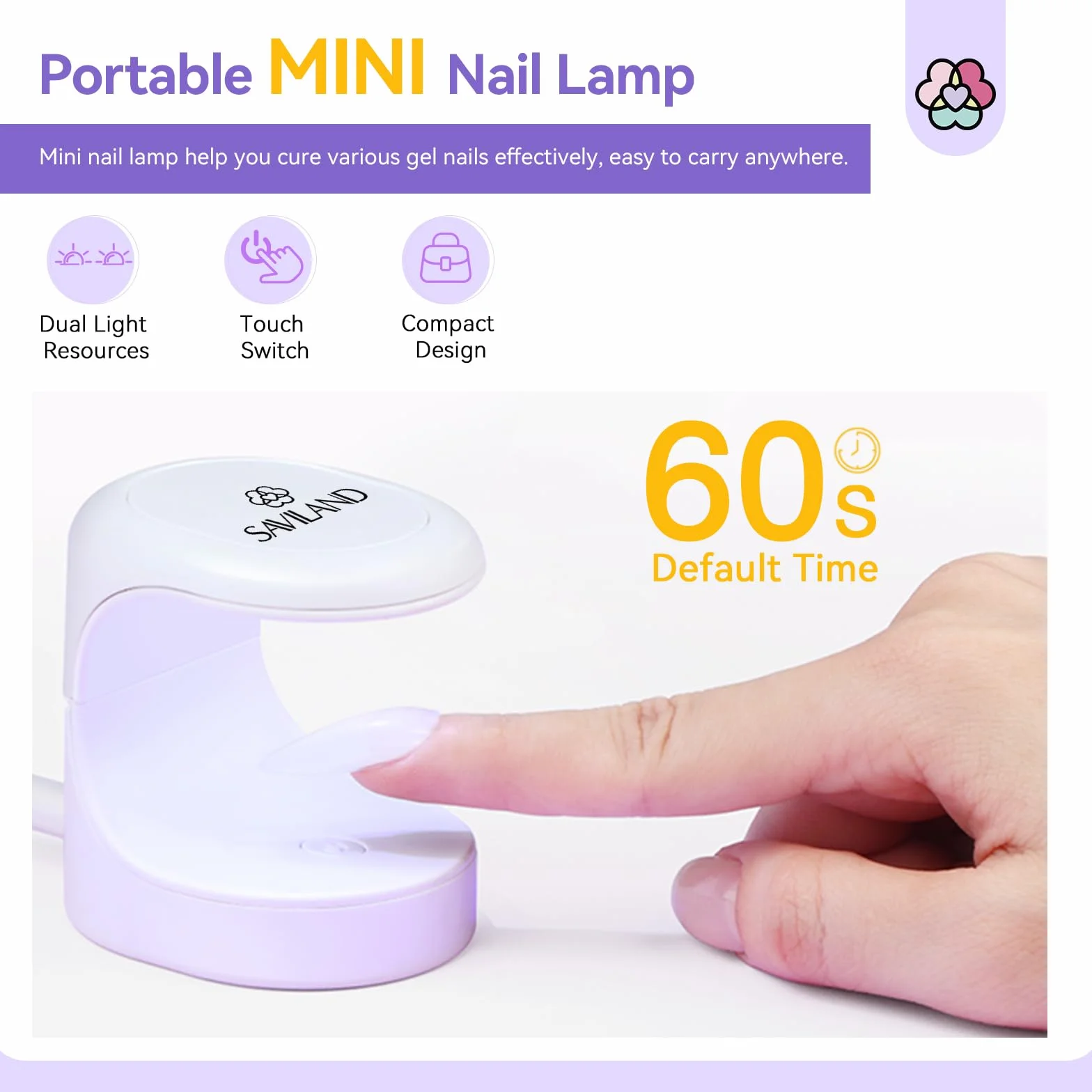Saviland Mini lampa do paznokci – 16 W U V/LED suszarka do paznokci U V światło do paznokci do paznokci do paznokci do paznokci poli Builder żel do paznokci klej do paznokci dla początkujących w domu,