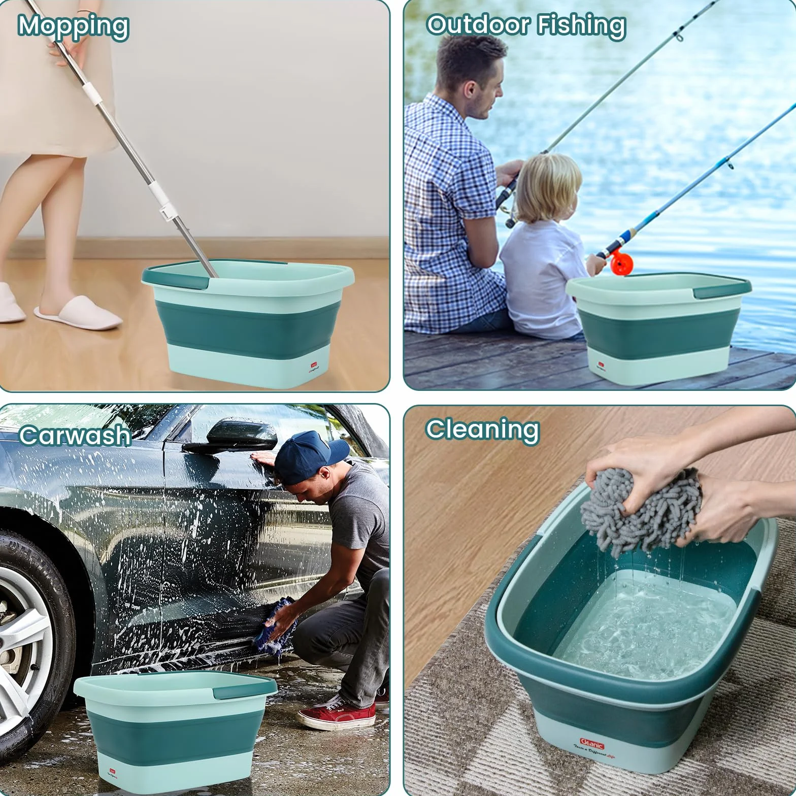 DEANIC Foot Spa, kąpiel stóp z masażerem, składana miska do pedicure z uchwytem do przenoszenia, Footspa dla kobiet i mężczyzn, miska do kąpieli stóp (Niebieski)