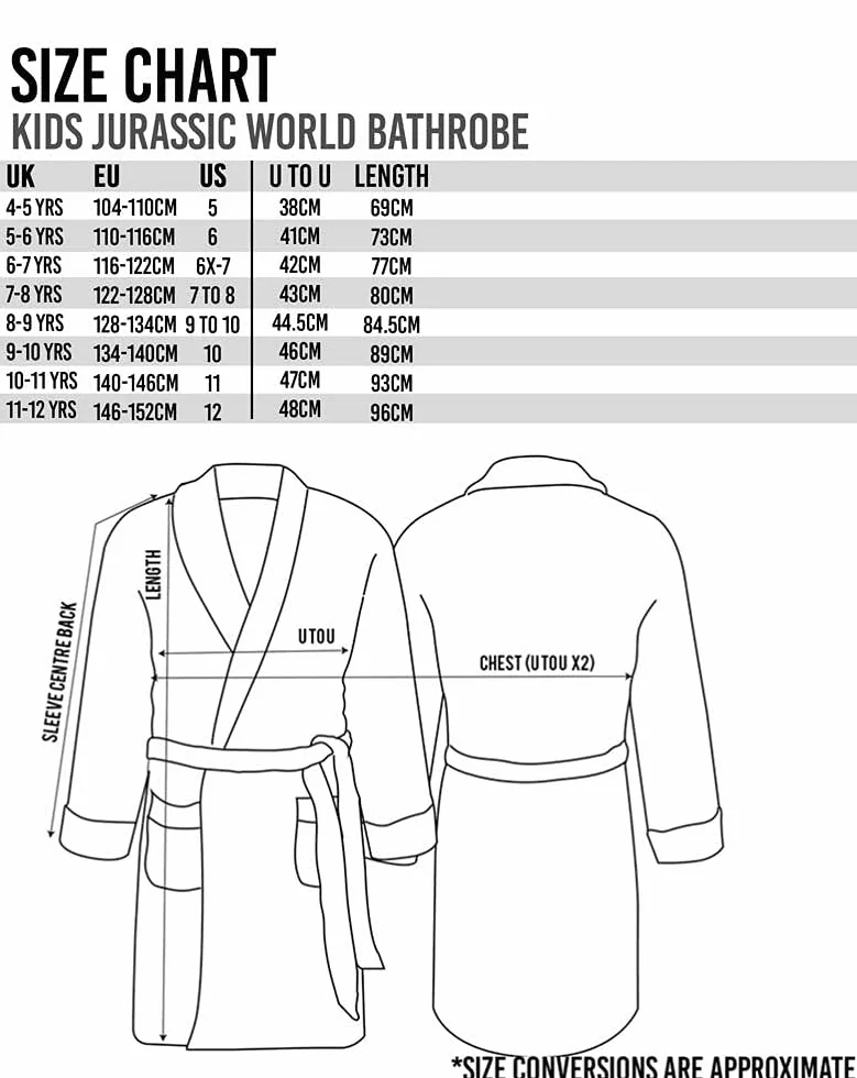Jurassic World Dressing Gown Boys Dzieci Camo T Rex PJS Szlafrok Szlafroki