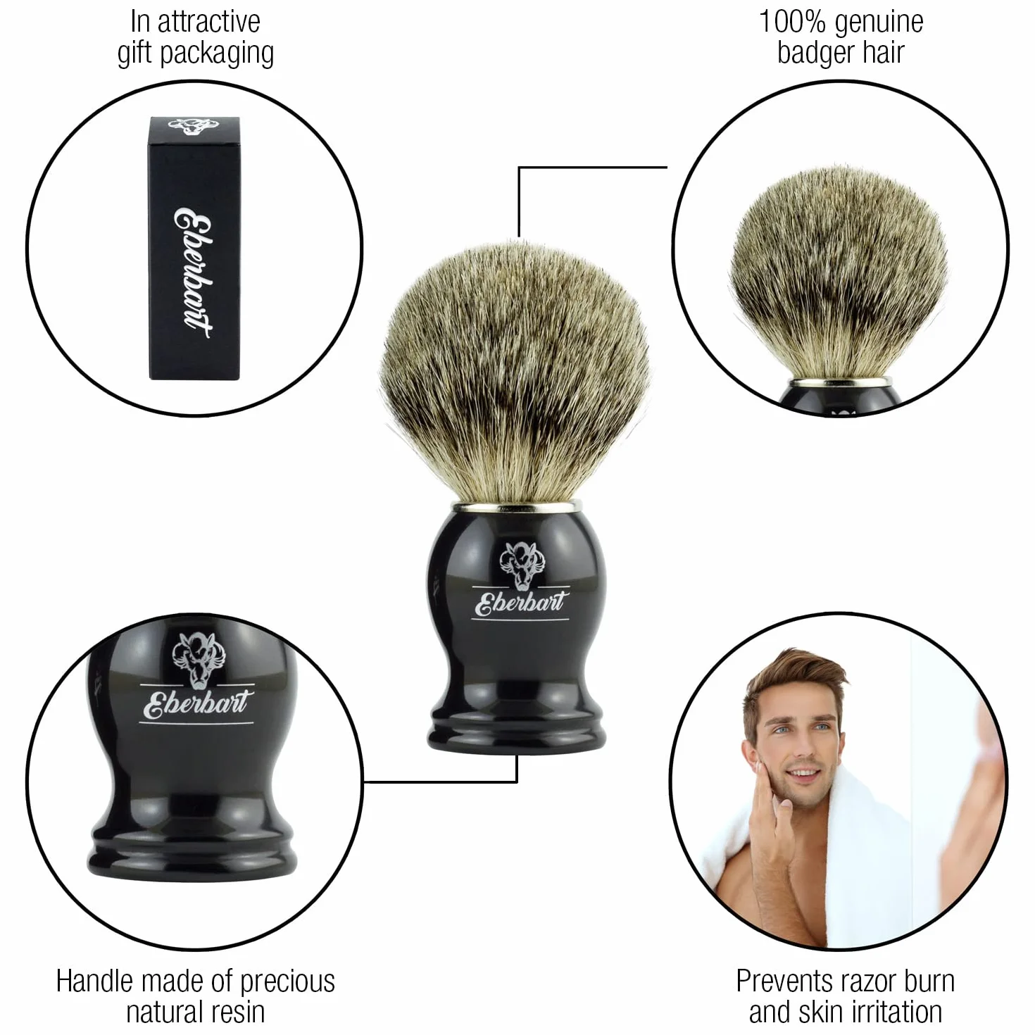 Badger pędzel do golenia z naturalnego włosia borsuka w eleganckim opakowaniu