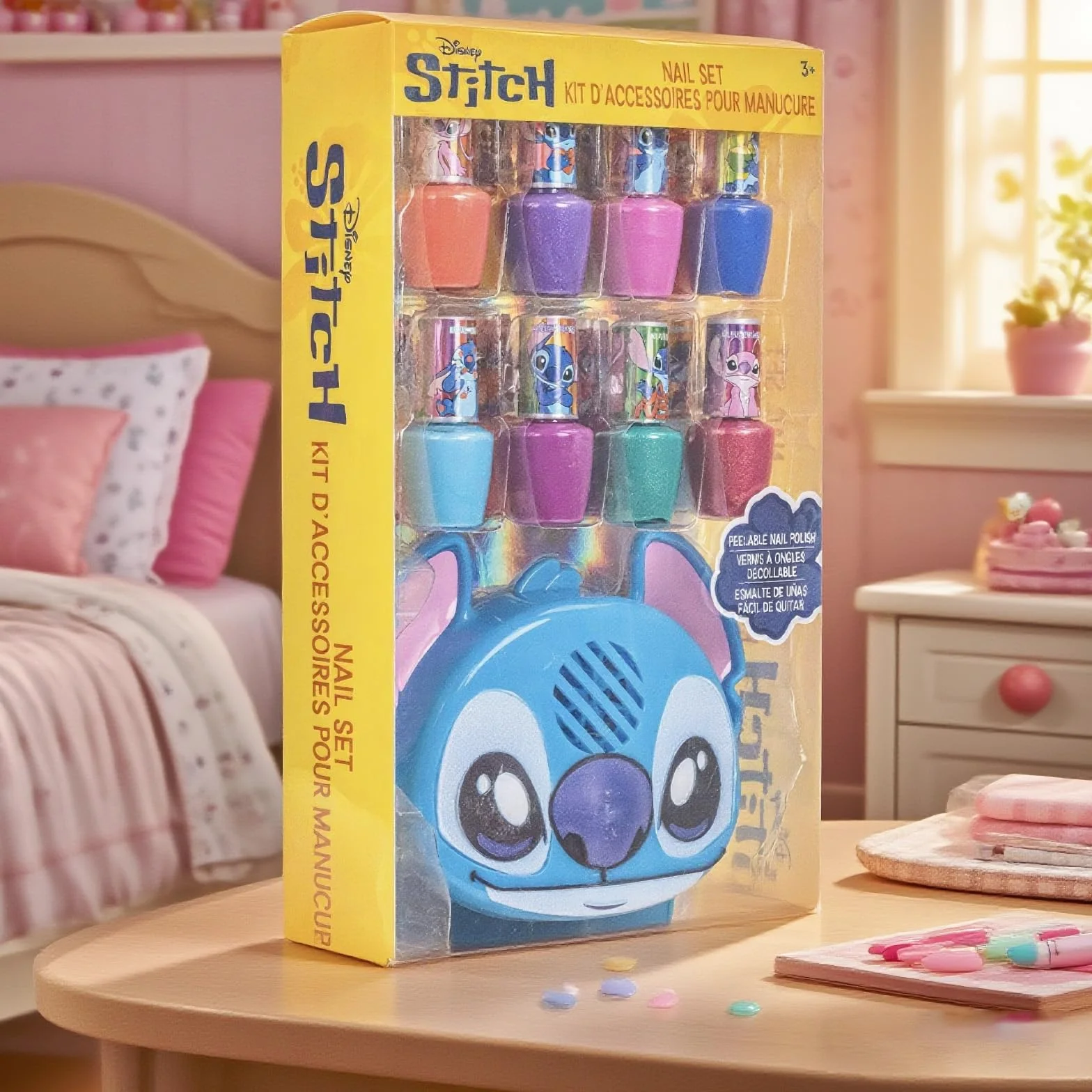 Stitch Lakier Wodny 16 szt z Suszarką do Paznokci Brokat