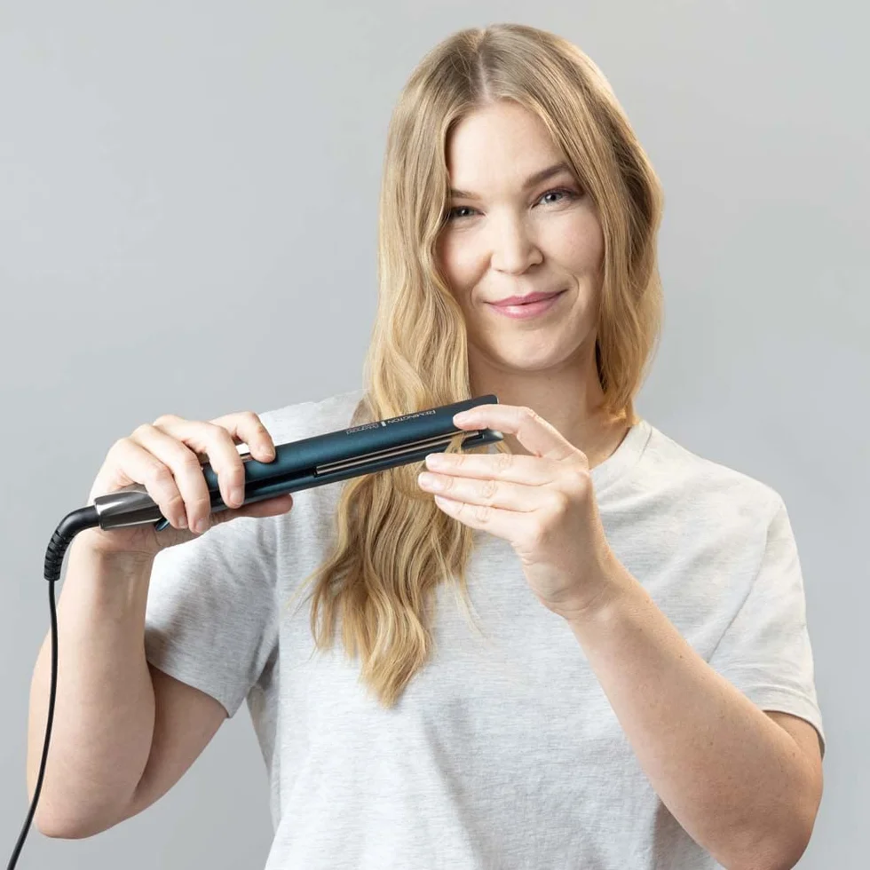 Remington Advanced Coconut Therapy prostownica (wysokiej jakości powłoka ceramiczna wzbogacona filtrem kokosowym i UV, zintegrowany czujnik) Wyświetlacz LCD, prostownica do włosów S8648 [Amazon Exclusive], zielony, 1 sztuka