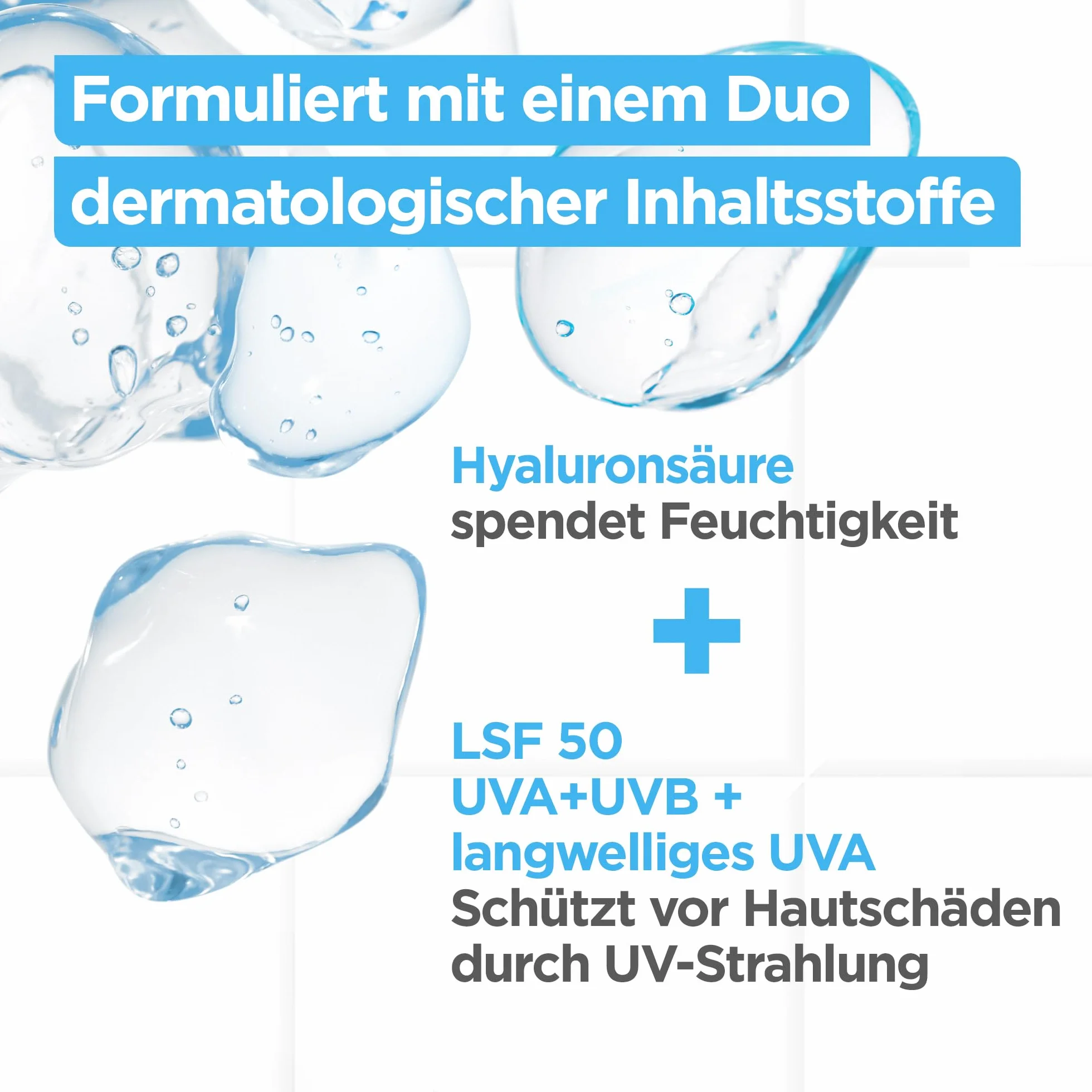 Mixa UV 50 pielęgnacja skóry wrażliwej, ochrona przed promieniowaniem UVB + UVA + Long UVA, SPF 50, z kwasem hialuronowym, nadaje się do twarzy i szyi, hipoalergiczny, 50 ml