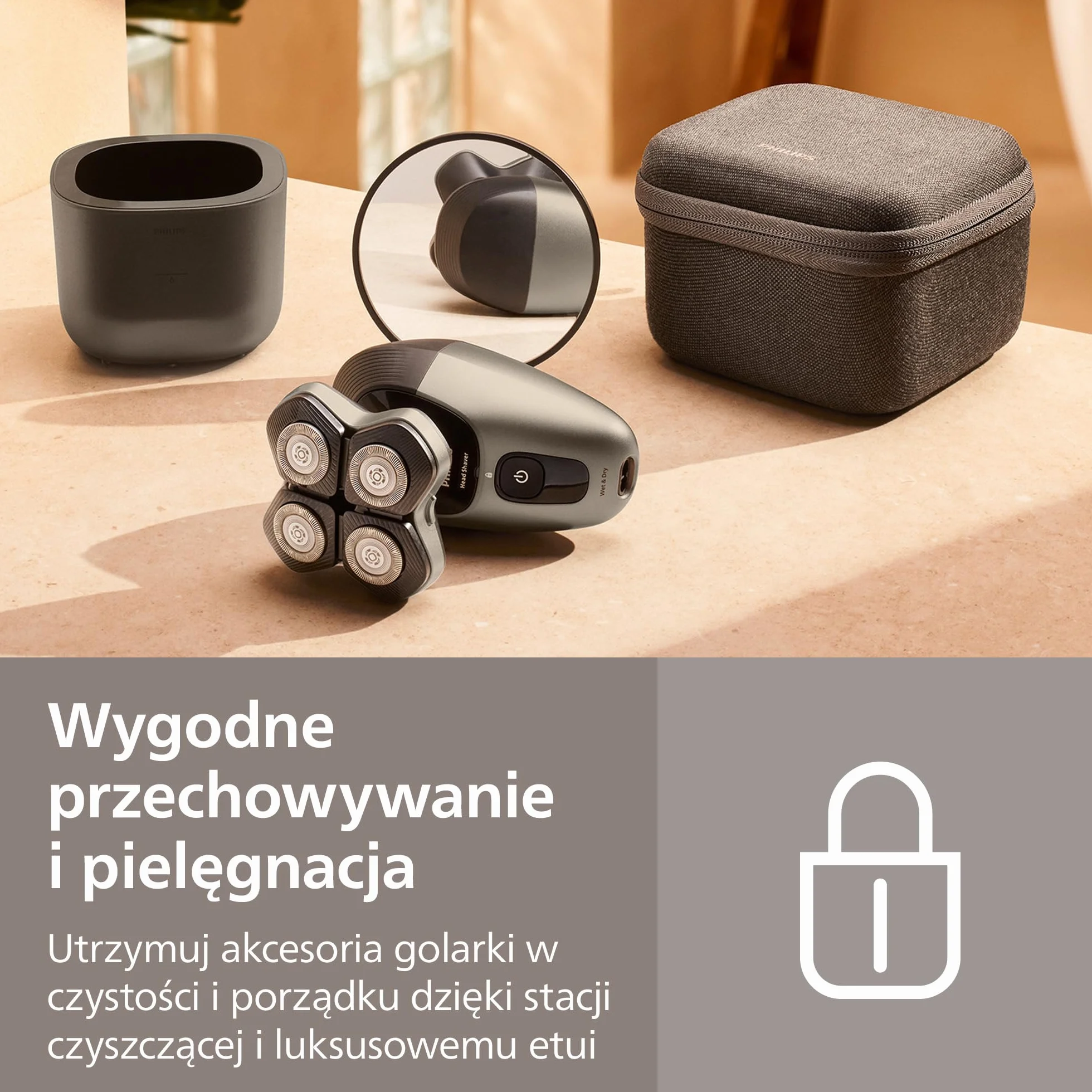 Philips Head Shaver Pro 9000 – golarka do głowy, głowica 360° Flexing Head i ostrza ComfortCut zapewniają dokładne golenie i są delikatne dla skóry, idealny prezent, model HS9980/15