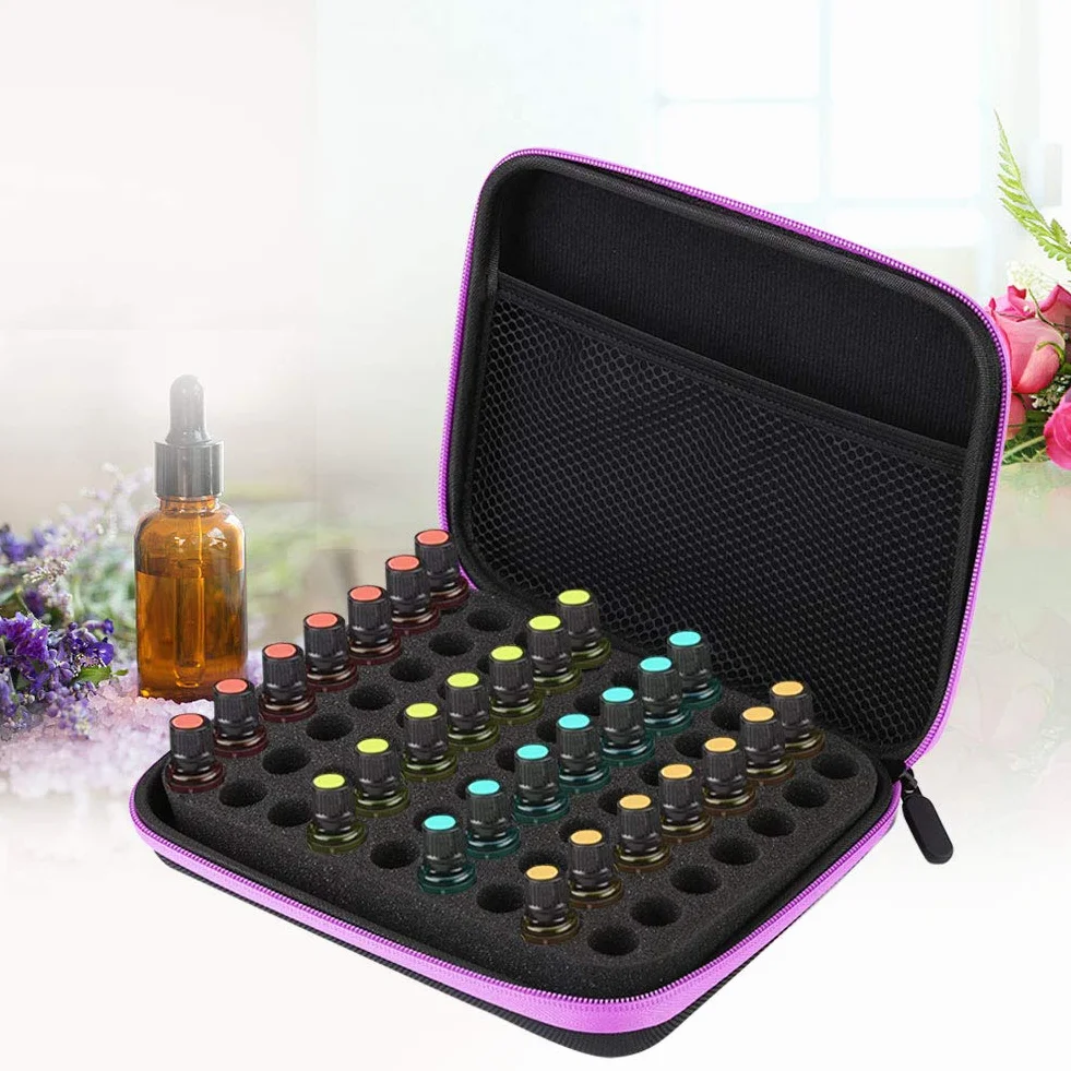 Aromatherapie Aufbewahrungstasche 63 Slots EVA Reisen Tragen Schwarz Lila Blau Orange