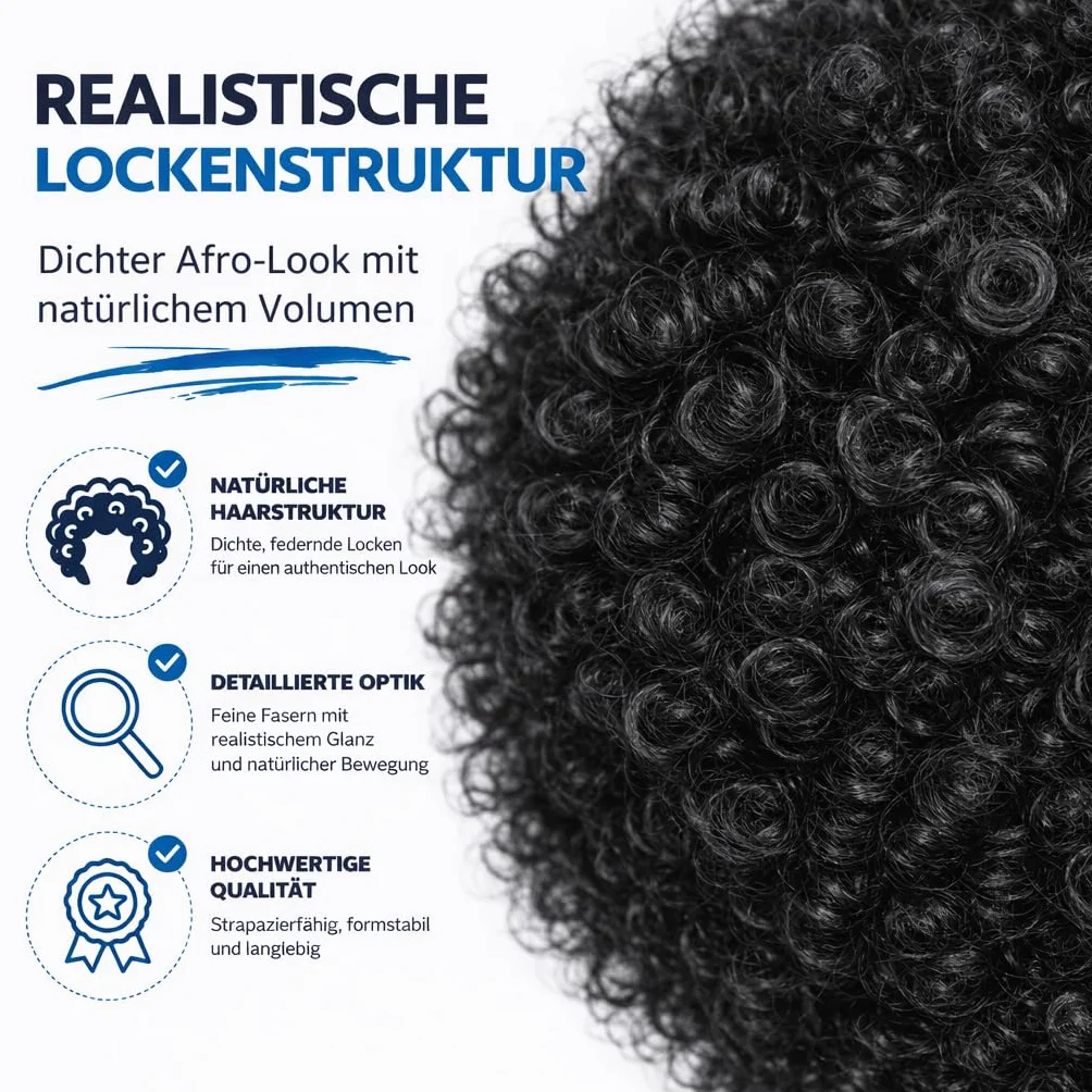 Peruka afro kręcona w stylu mullet retro na karnawał i imprezy kostiumowe lata 80 90 czarna