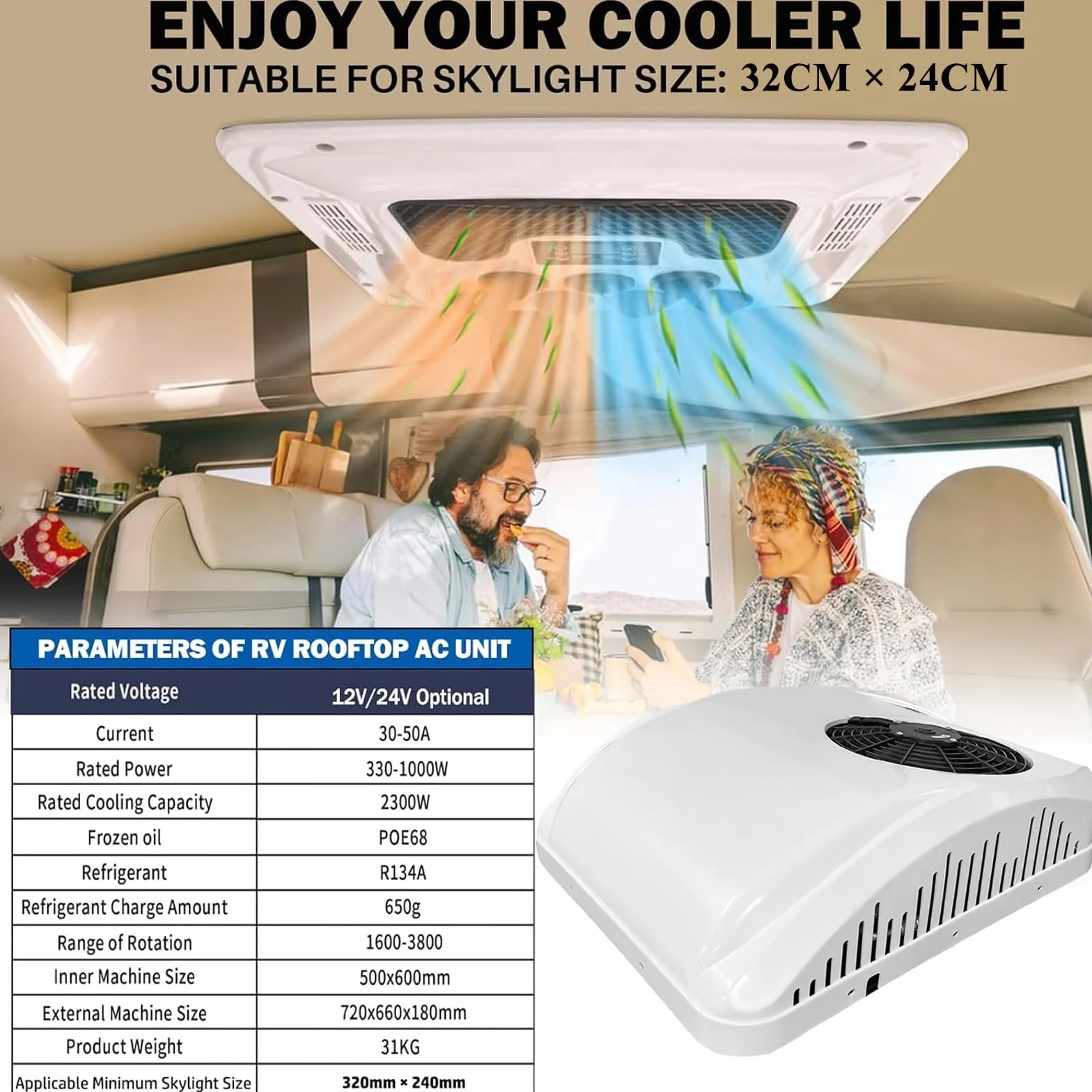 12V RV AC Jednostka Van Klimatyzacja Dach Grzałka Combo, 12 V ogrzewany cichy dach klimatyzator klimatyzacyjny, do kampera, ciężarówki, przyczepy, łodzi, ciągnika