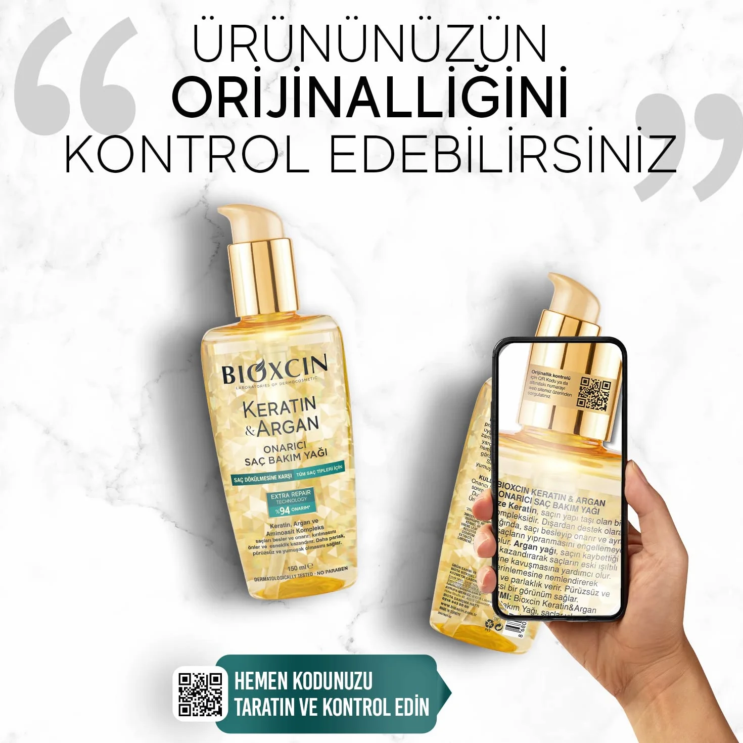 Bioxcin Keratyna i arganowy olejek do pielęgnacji włosów, 150 ml, głęboka pielęgnacja zniszczonych włosów, z efektem zapobiegającym puszeniu się, do wszystkich rodzajów włosów
