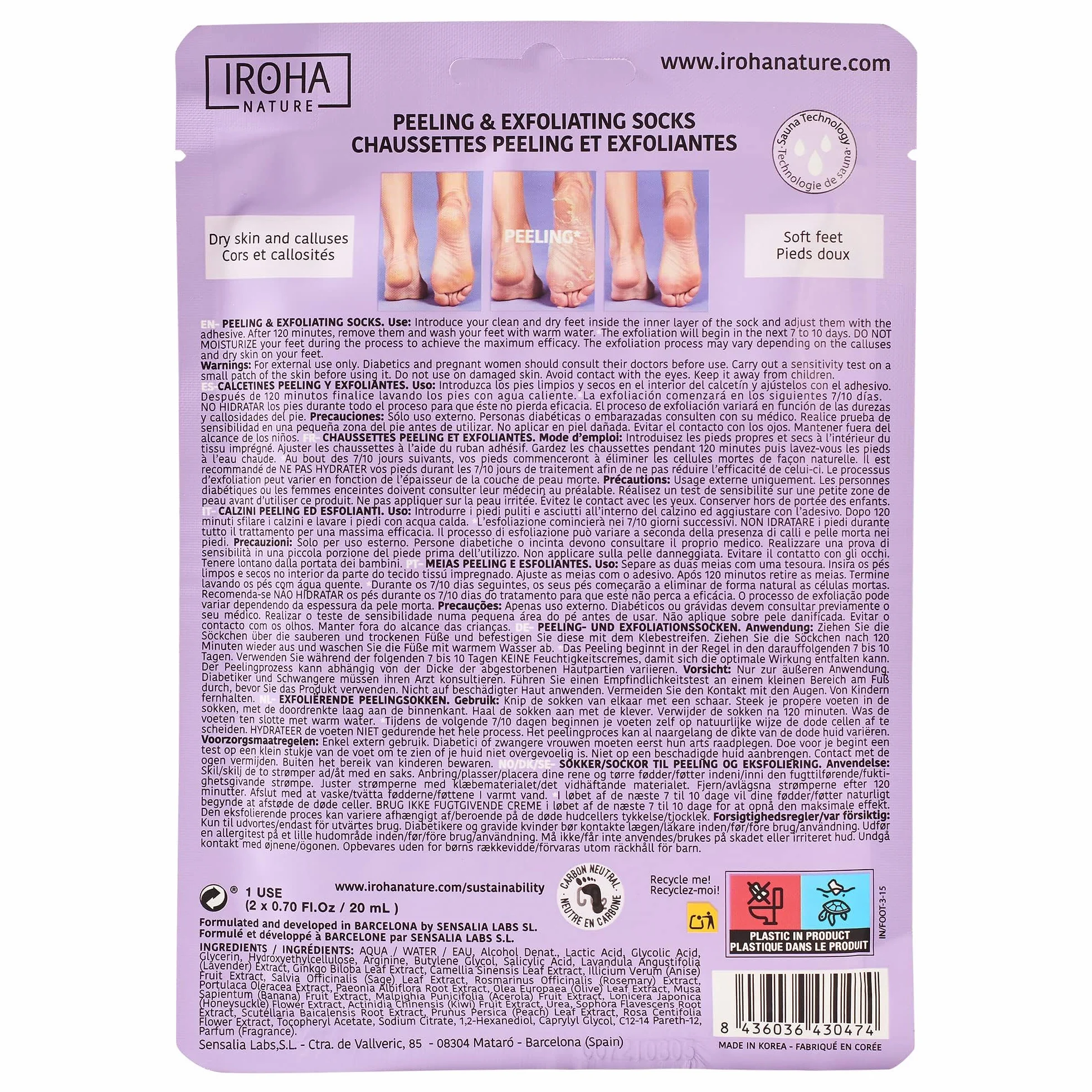 Iroha Nature Exfoliations Socks Lavendel skarpety do peelingu, 1 opakowanie (1 x 2 sztuki)