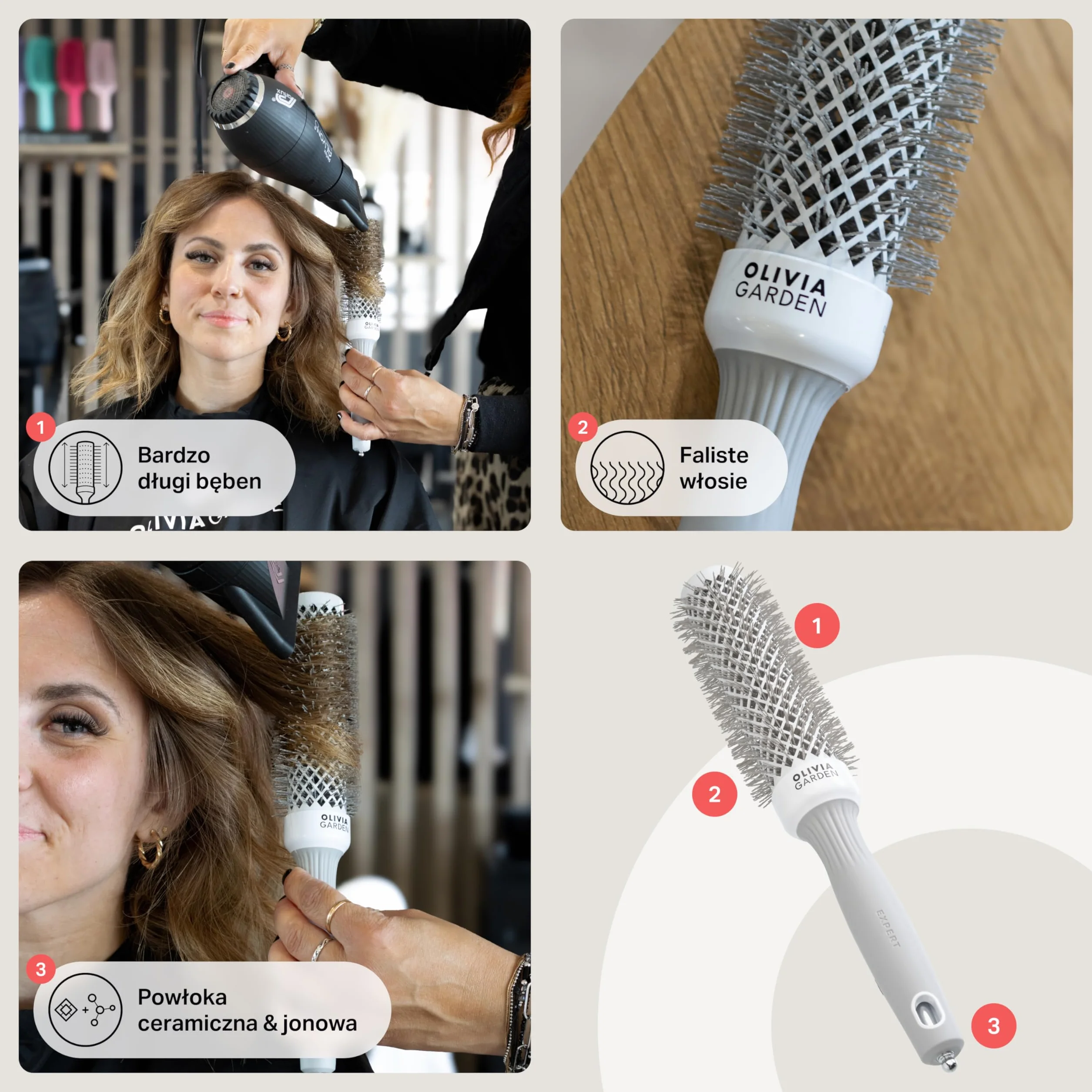 Olivia Garden Expert Blowout Speed – Ceramiczna okrągła szczotka z wyjątkowo długim korpusem do 25% szybszego modelowania