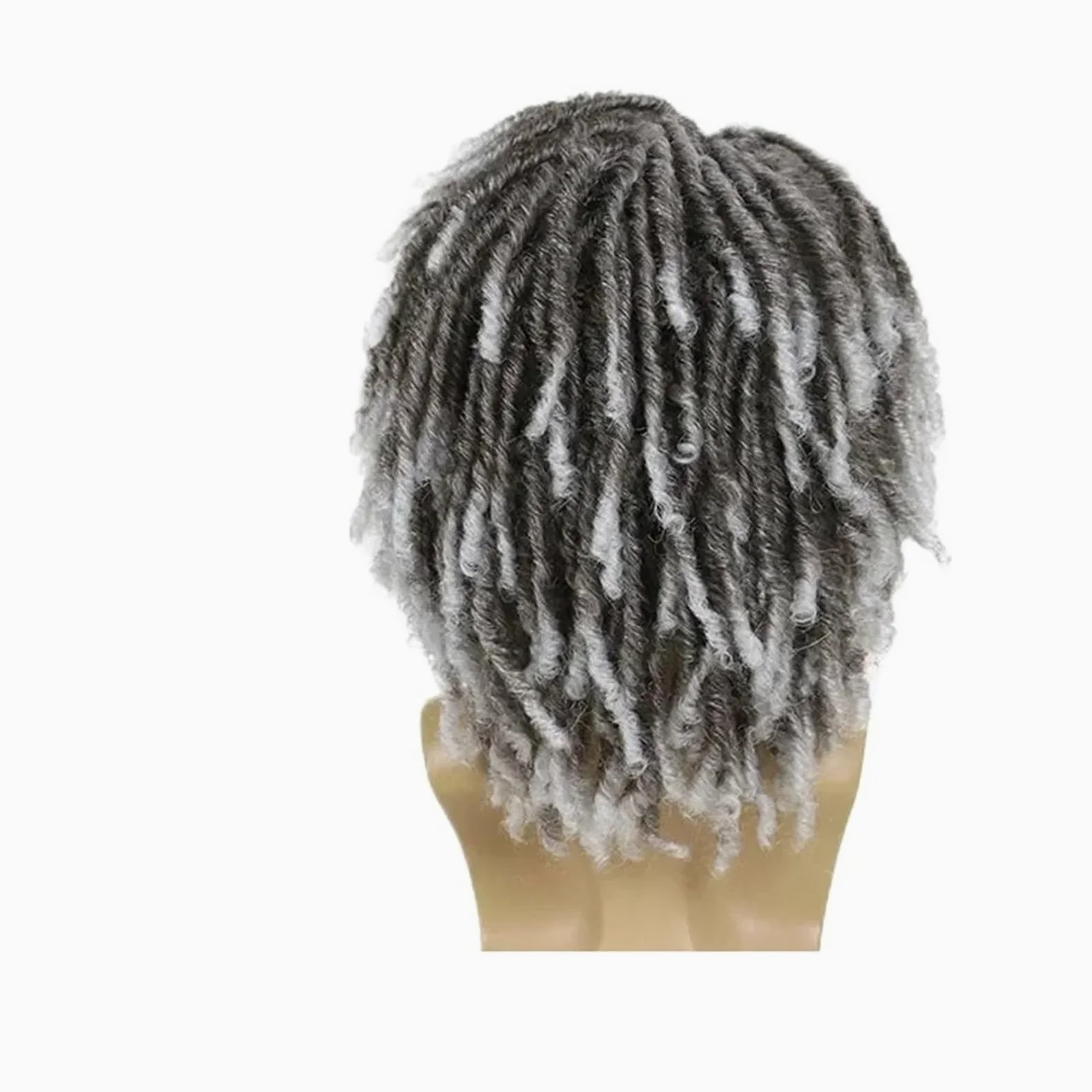 1 szt. Włosy syntetyczne Skręcone skręty Peruki Męskie peruki Szare kręcone warstwowe zamki Locs Realistyczna czapka tkacka Codzienny(Grey)